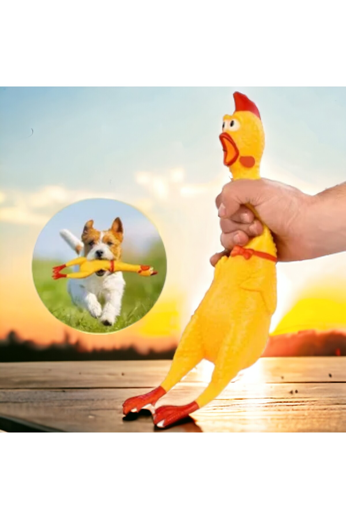 tugce shopping Ses Çıkaran Tavuk Kedi Köpek Oyun Arkadaşı 38 Cm. Sesli Köpek Oyuncağı