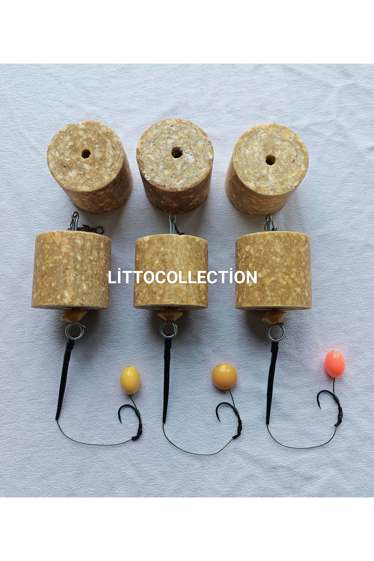 LittoCollection 3 Adet Küspeli ( 6 Adet Küspe ) Sazan Rig Takımı ( Sarı Ve Kırmızı Boncuklu )