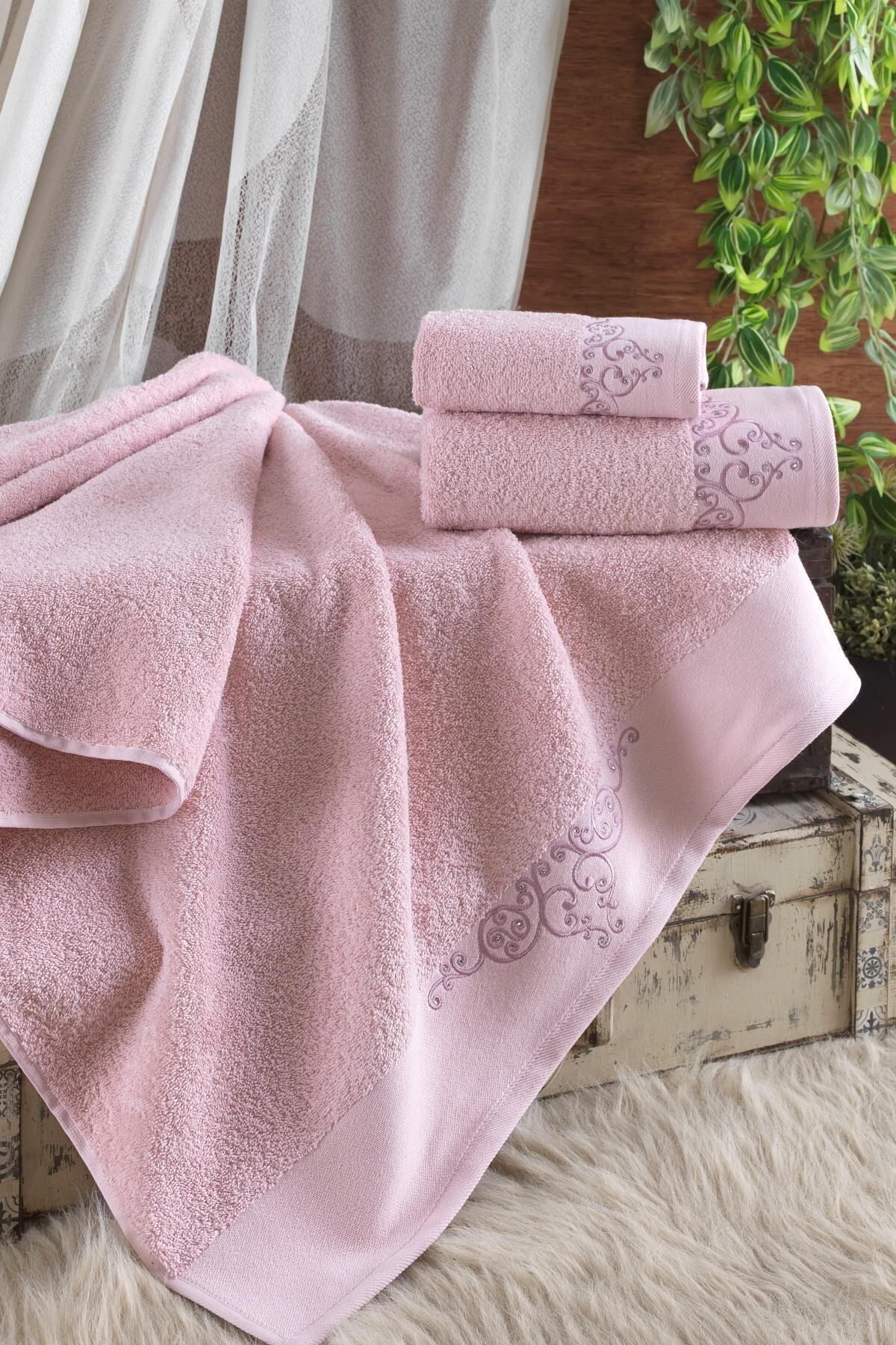 Ellia Soft 100 Cotton 3 Piece Christina Bath Towel Set Turkish Bath Set Dowry Set Trendyol