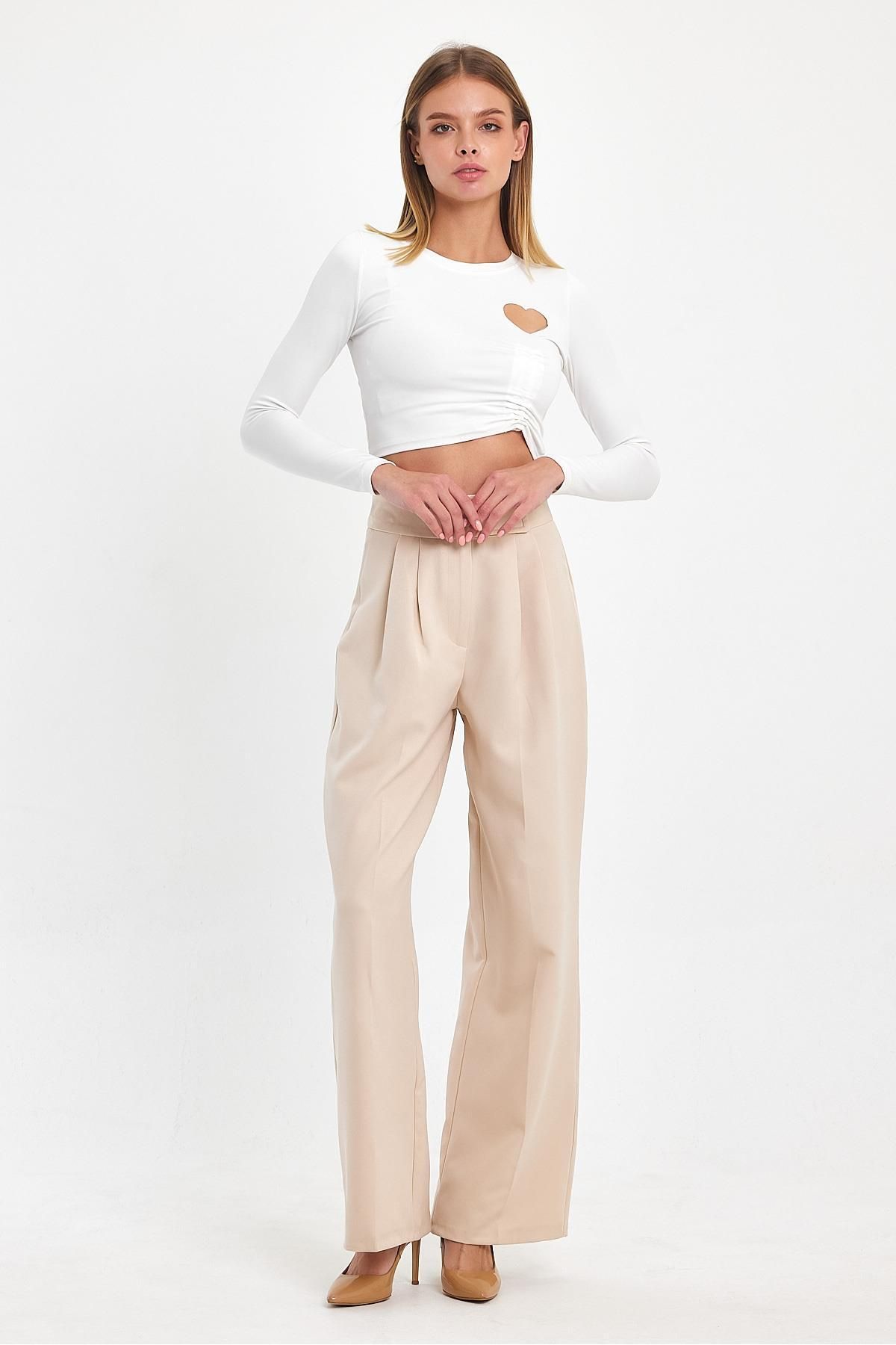 Ceylen-Women's Velcro Waist Palazzo Pants 5