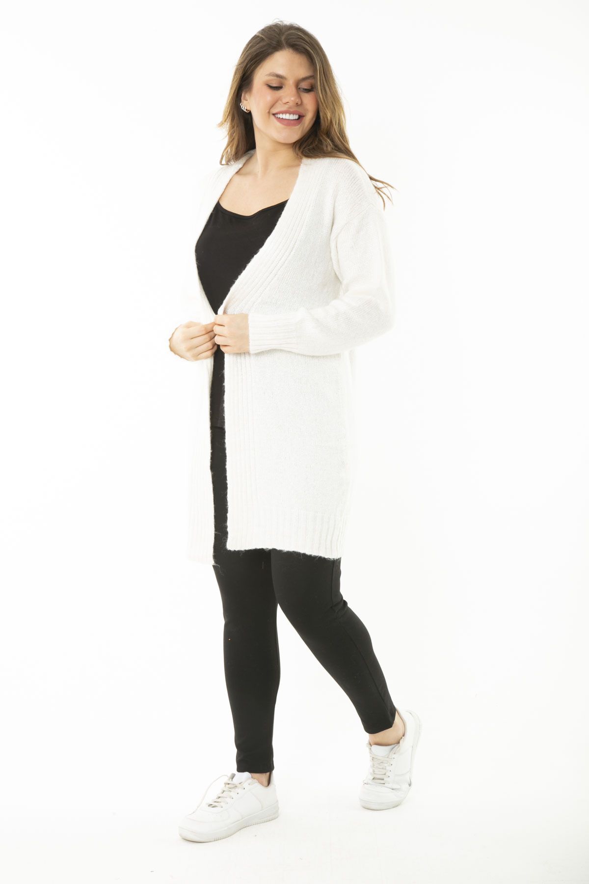 Şans-Cardigan gros pentru femei, mărime mare, tricotaje din os 65N37130 7
