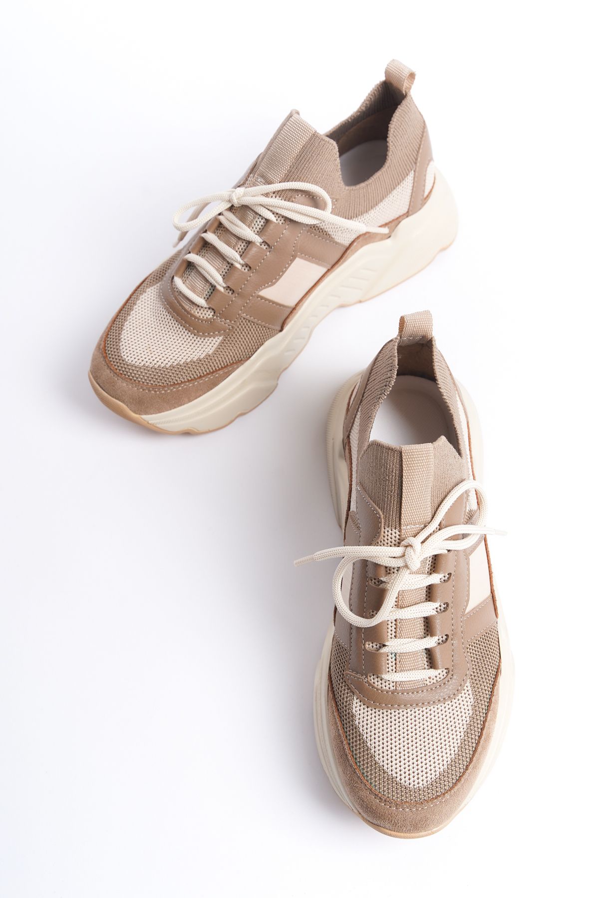 MARSEDO-Alexia Women's Sneaker High Sole Lace-up Knitwear Sports Shoes 7