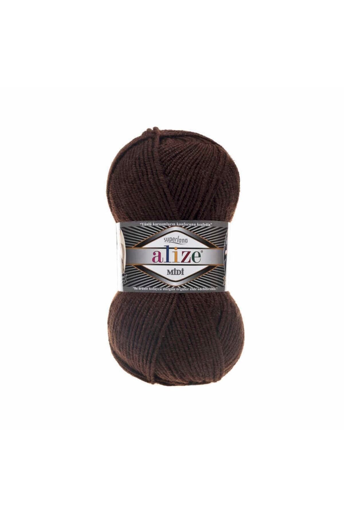 Alize-Σετ 5 τεμαχίων Süperlana Midi Coffee String γιλέκο και ζακέτα - 26 πλεκτά νήματα χειρός 1