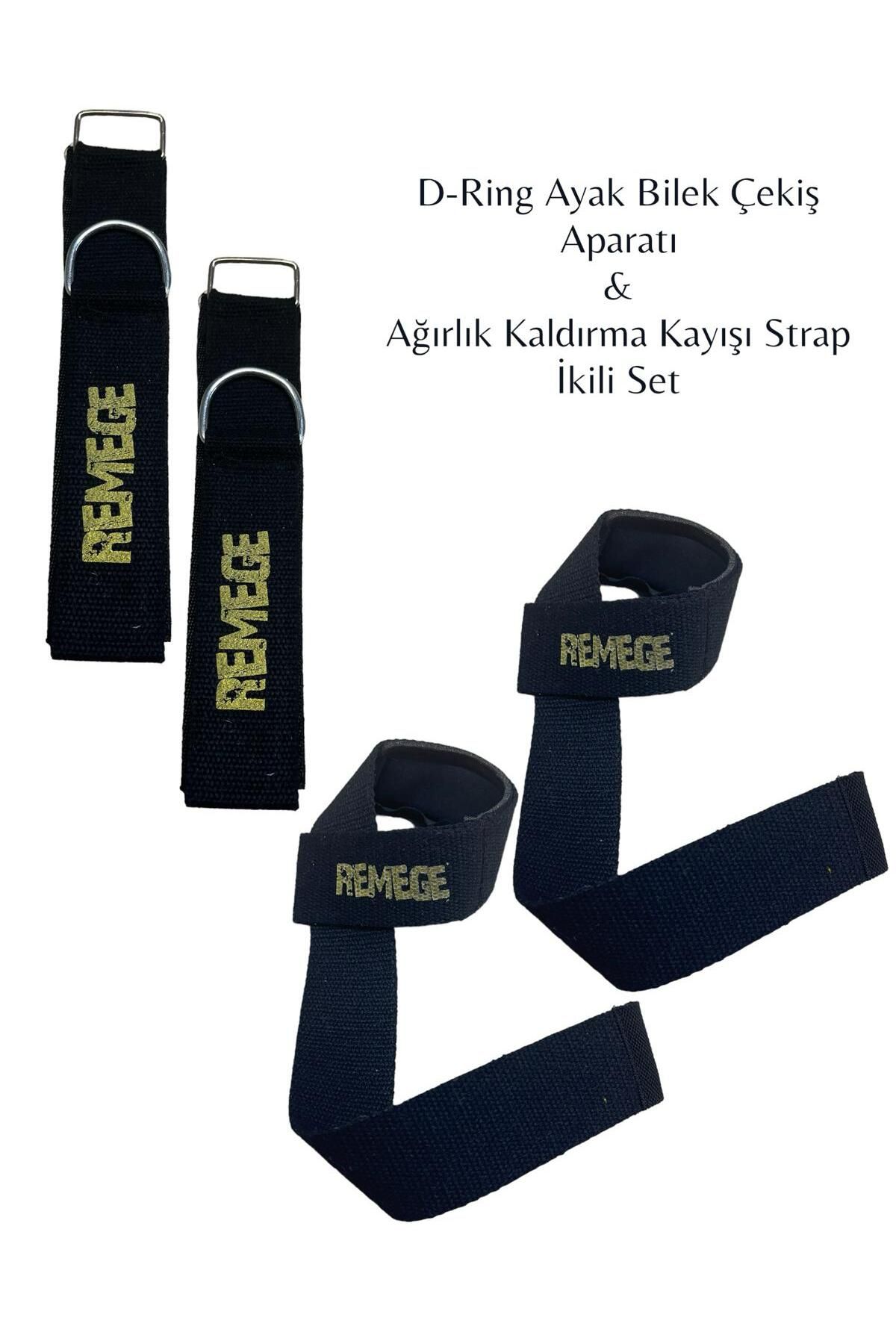 REMEGE Ağırlık Kaldırma Kayışı Halter Strap - D-Ring Fitness Reformer Crossfit Ayak Bilek Kayışı İkili Set