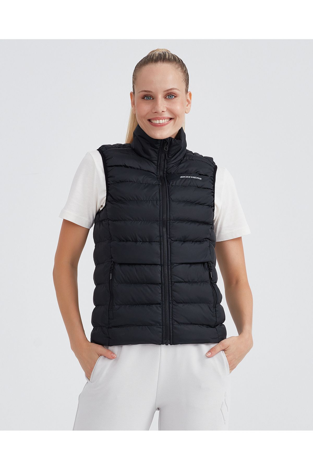 Skechers W Outerwear Padded Vest Женский черный жилет S231239-001