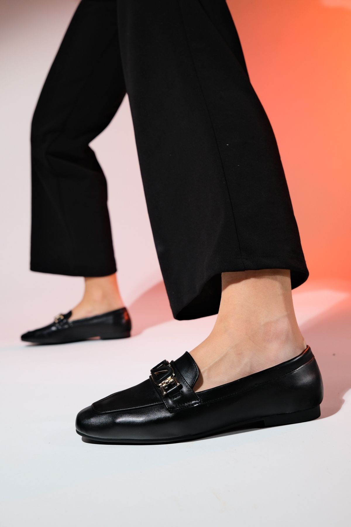 لوفر سیاه زنانه کفش های پوست پوستی PECOS luvishoes