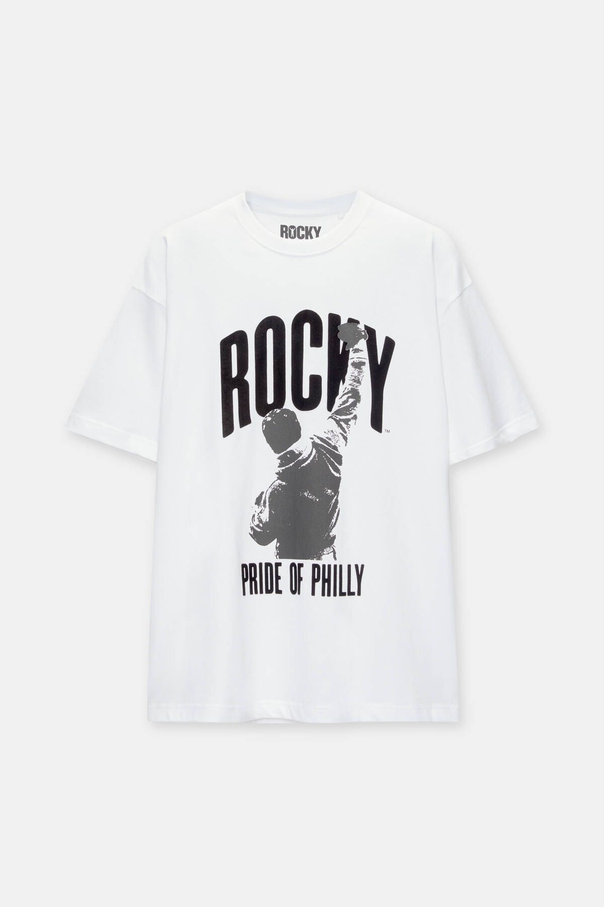 Pull & Bear تی شرت Rocky Balboa با آستین کوتاه سفید