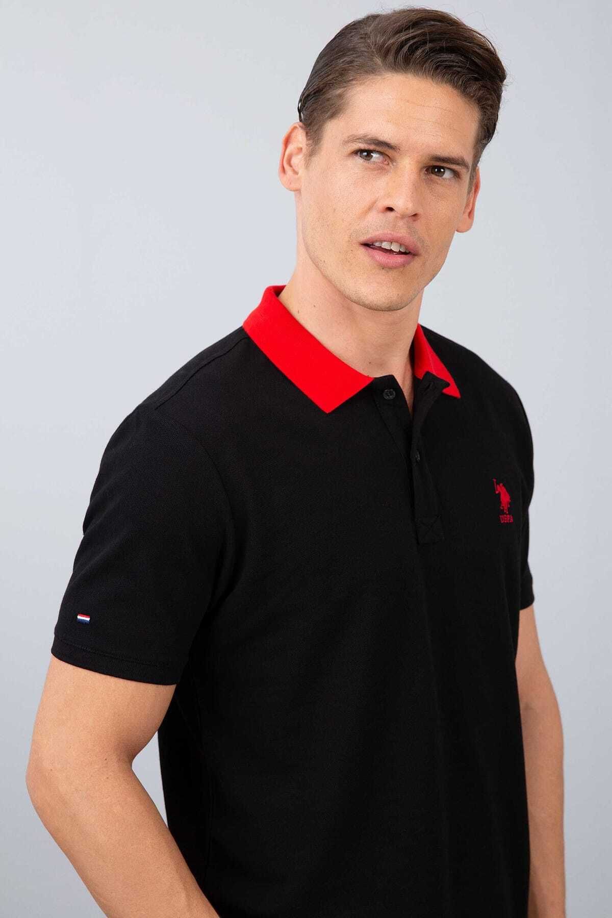 تی شرت یقه پولو مشکی مردانه سیاه G081SZ011.000.821238 U.S. Polo Assn.