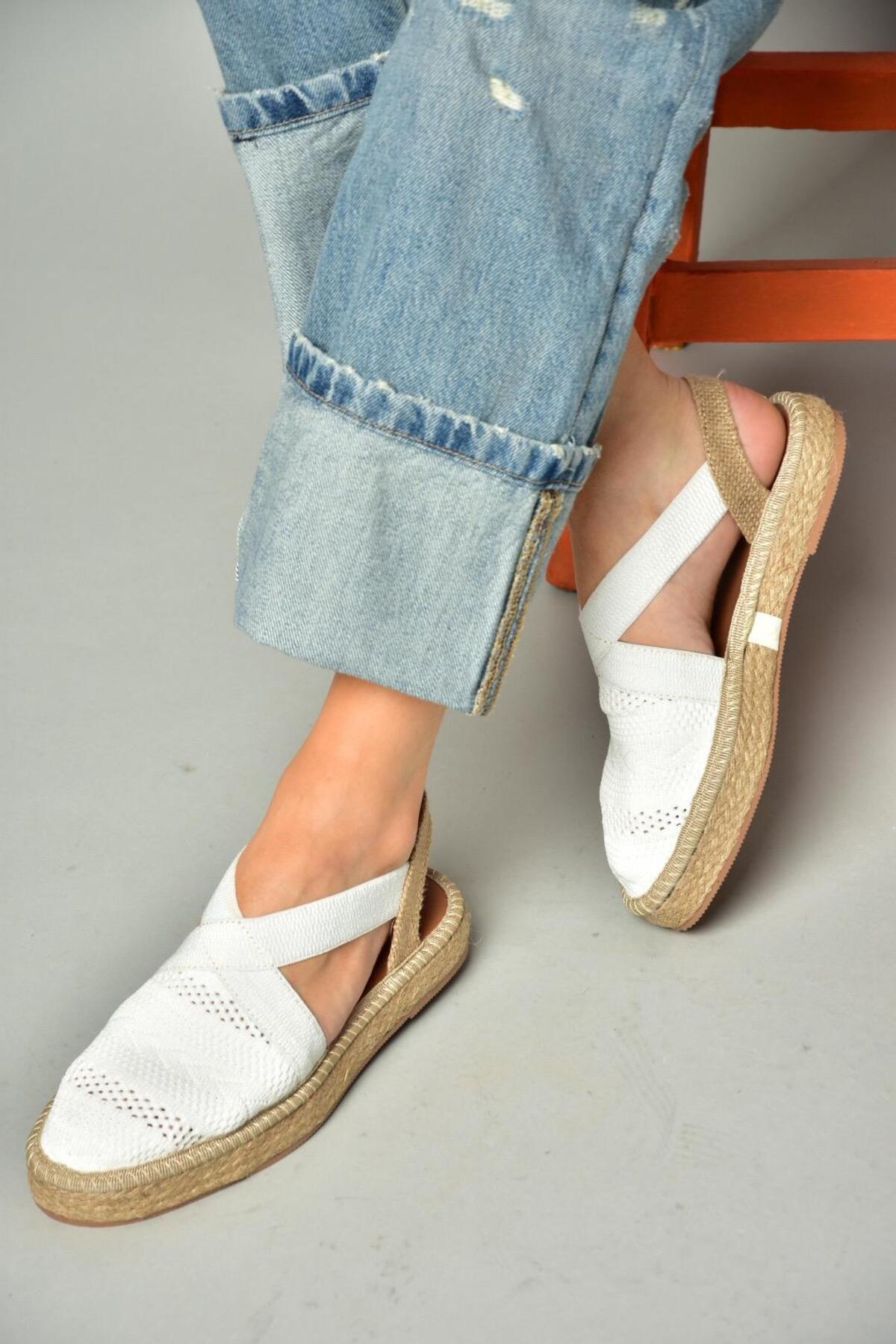 صندل زنانه سفید Fox Shoes | S4040101 اورجینال - تصویر 4