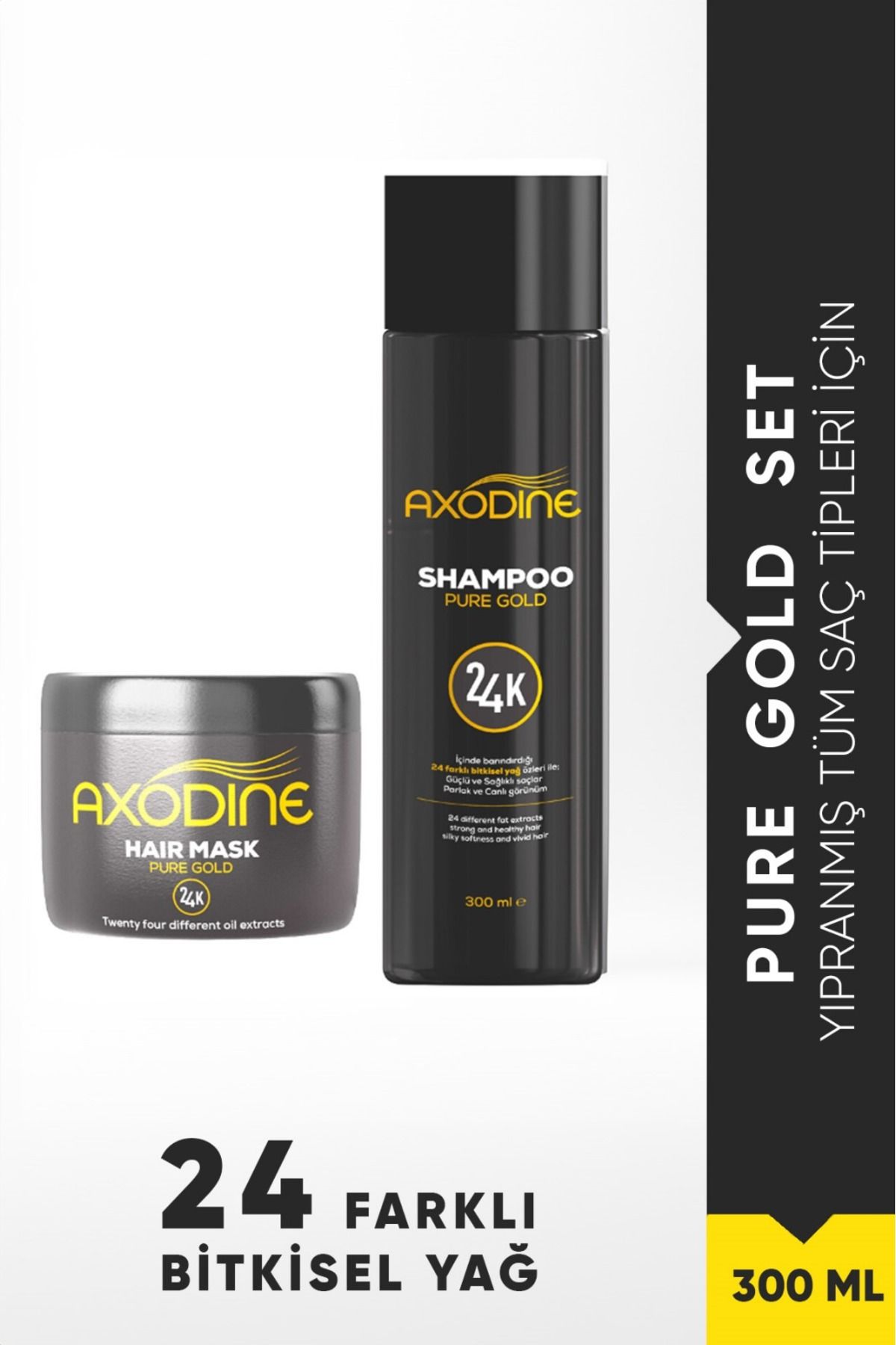 ماسک و شامپوی ترمیم کننده طلا برای موهای آسیب دیده 300 میلی لیتر 300 میلی لیتر axodine