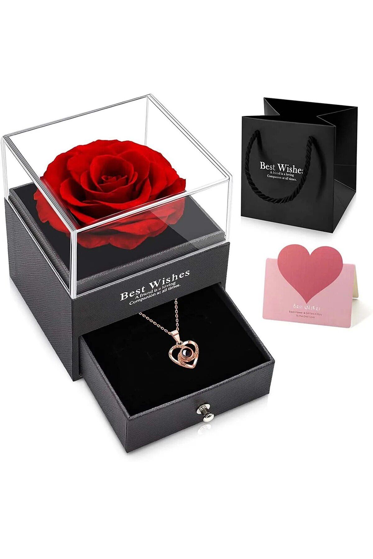 Choice-Eternal Flower Love Necklace Perfect Gift for Mother's Day Artificial Flower in Paper Box 3