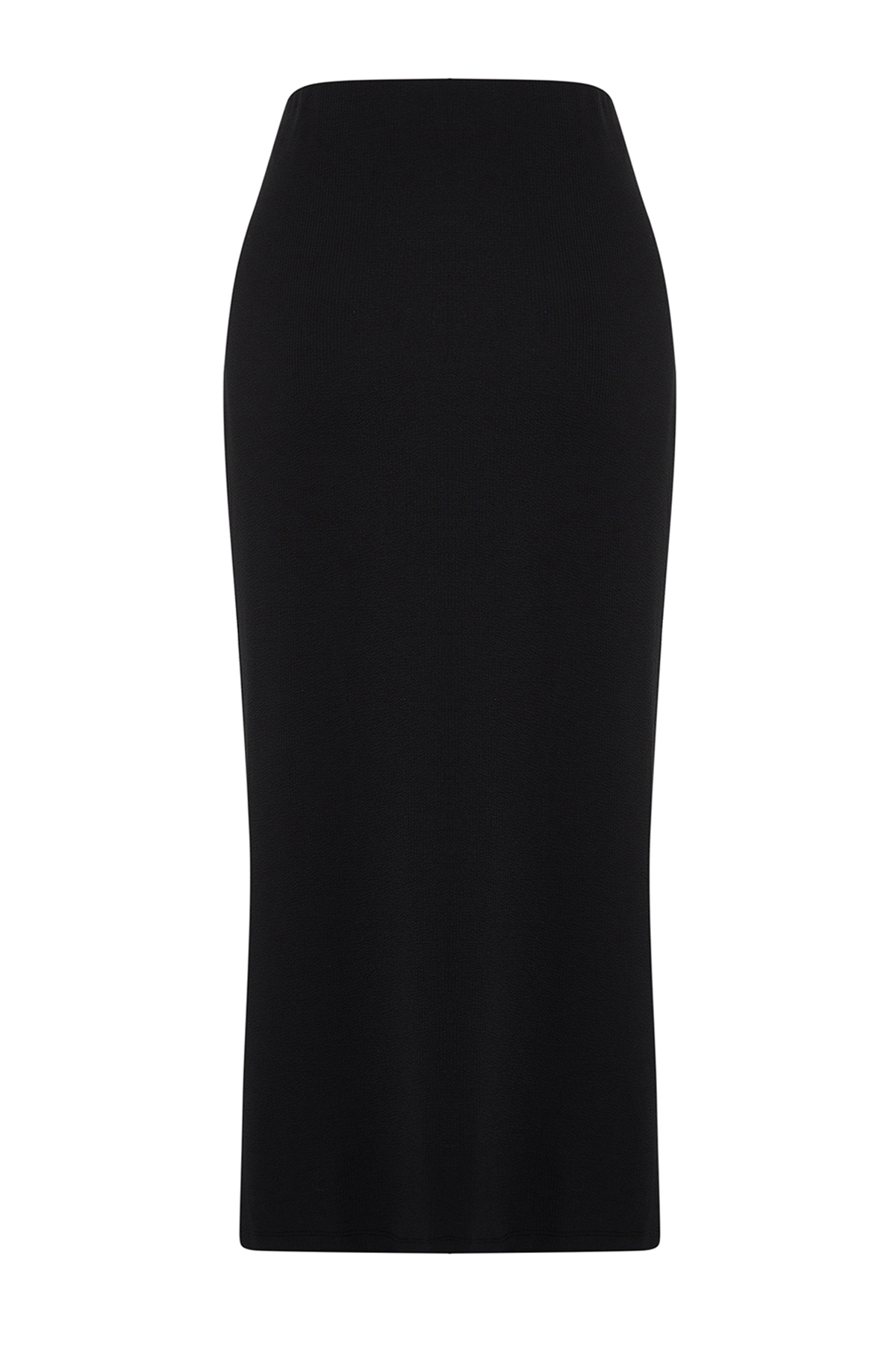 Trendyolmilla  Siyah Burgulu Anvelop Vücuda Oturan Esnek Örme Midi Etek TWOSS24ET00088 - Görsel 8