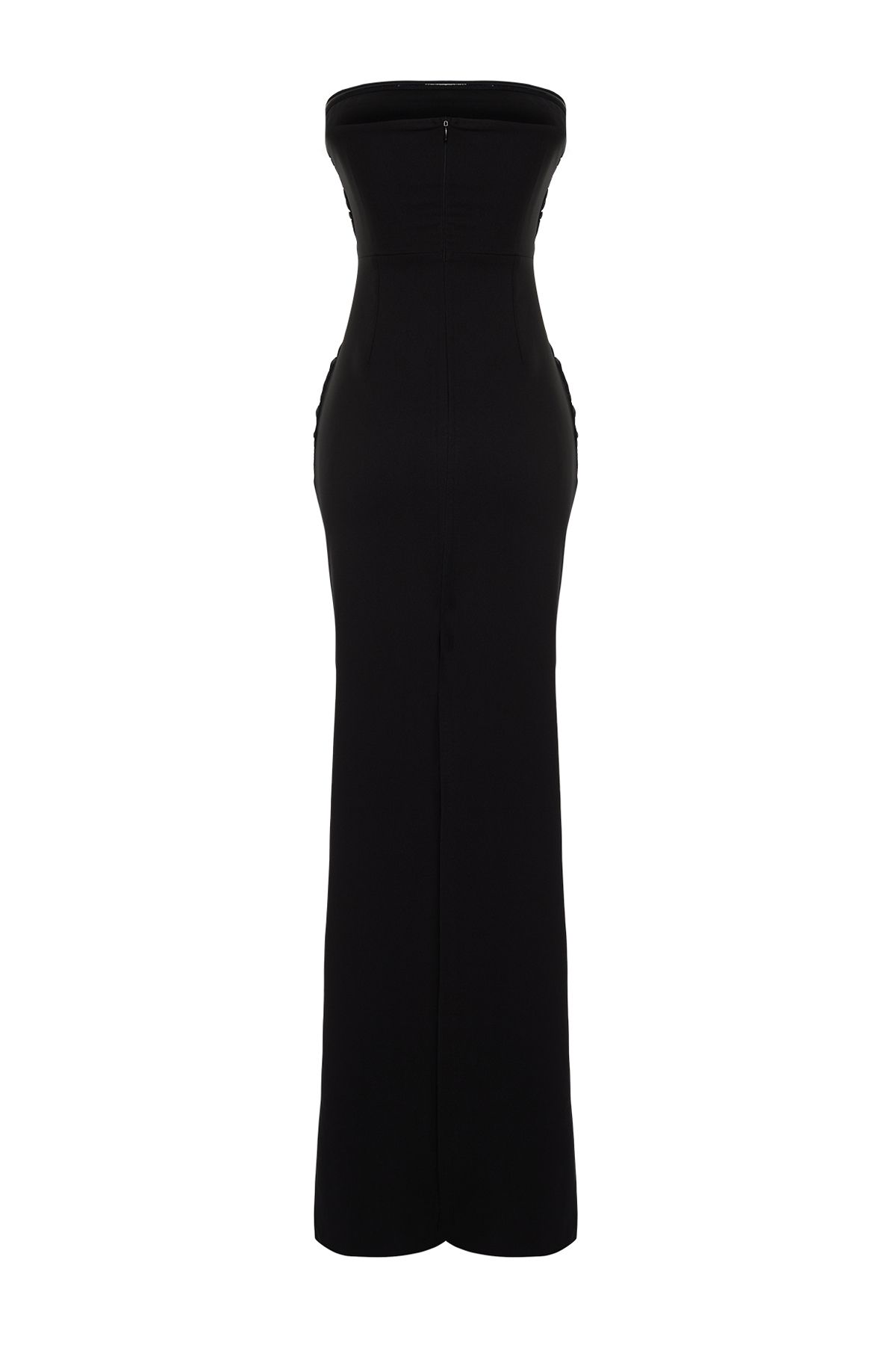 Trendyol Collection-Rochie lungă de seară țesută pe corp neagră TPRSS24AE00053 8