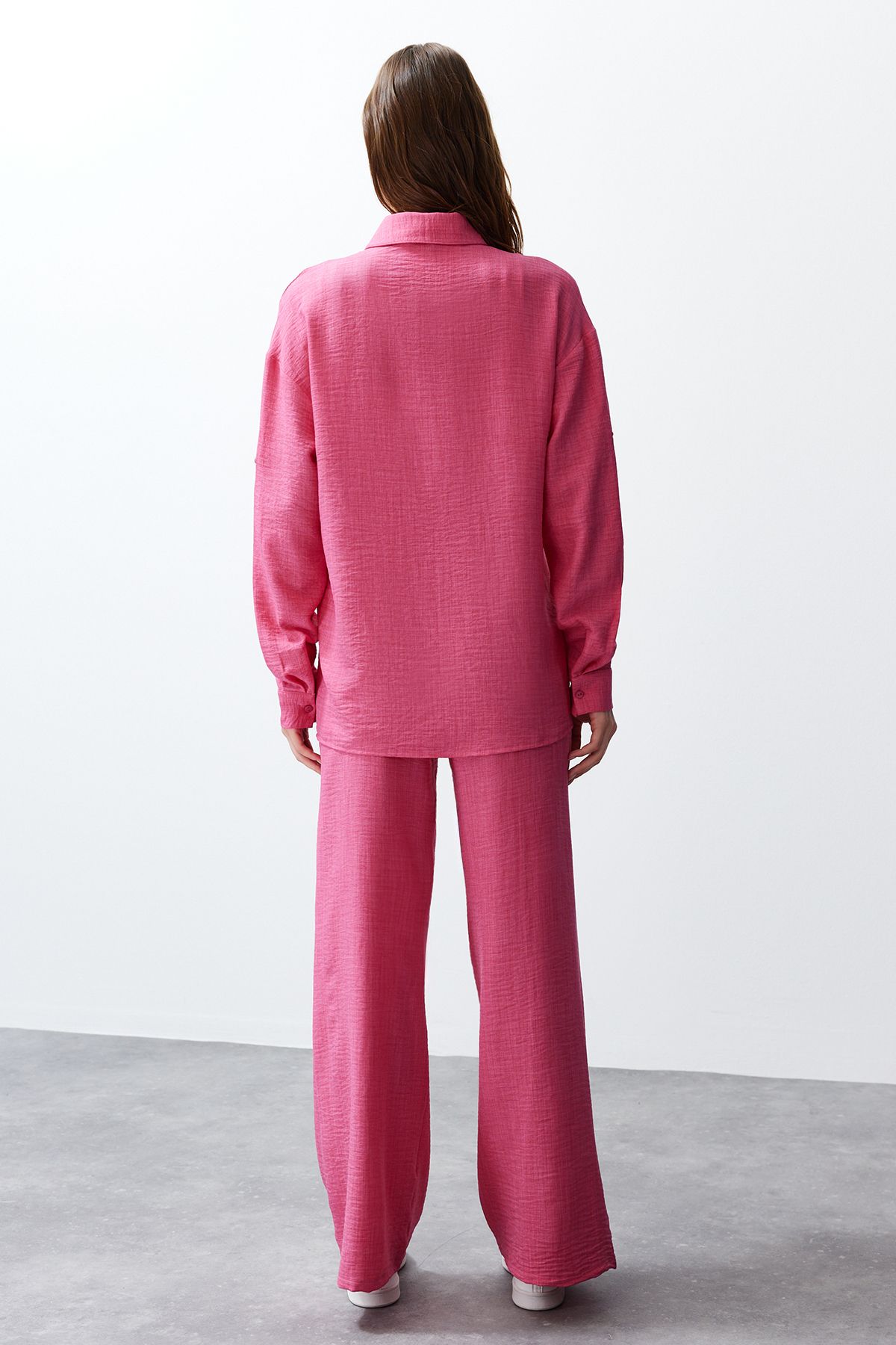 Trendyol Collection-Sada košile a kalhot fuchsiové nárameníky - Twoss24Au00095 6