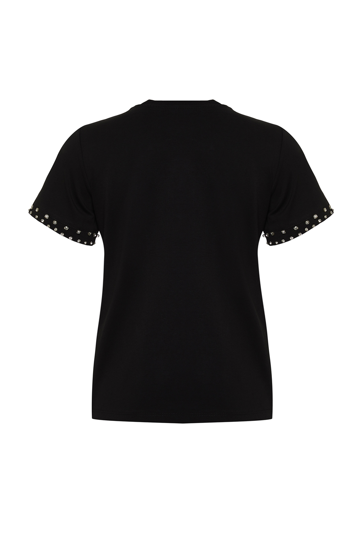 Trendyolmilla  Siyah Taş Aksesuar Detaylı Regular Kalıp Örme T-Shirt TWOSS24TS00070 - Görsel 8