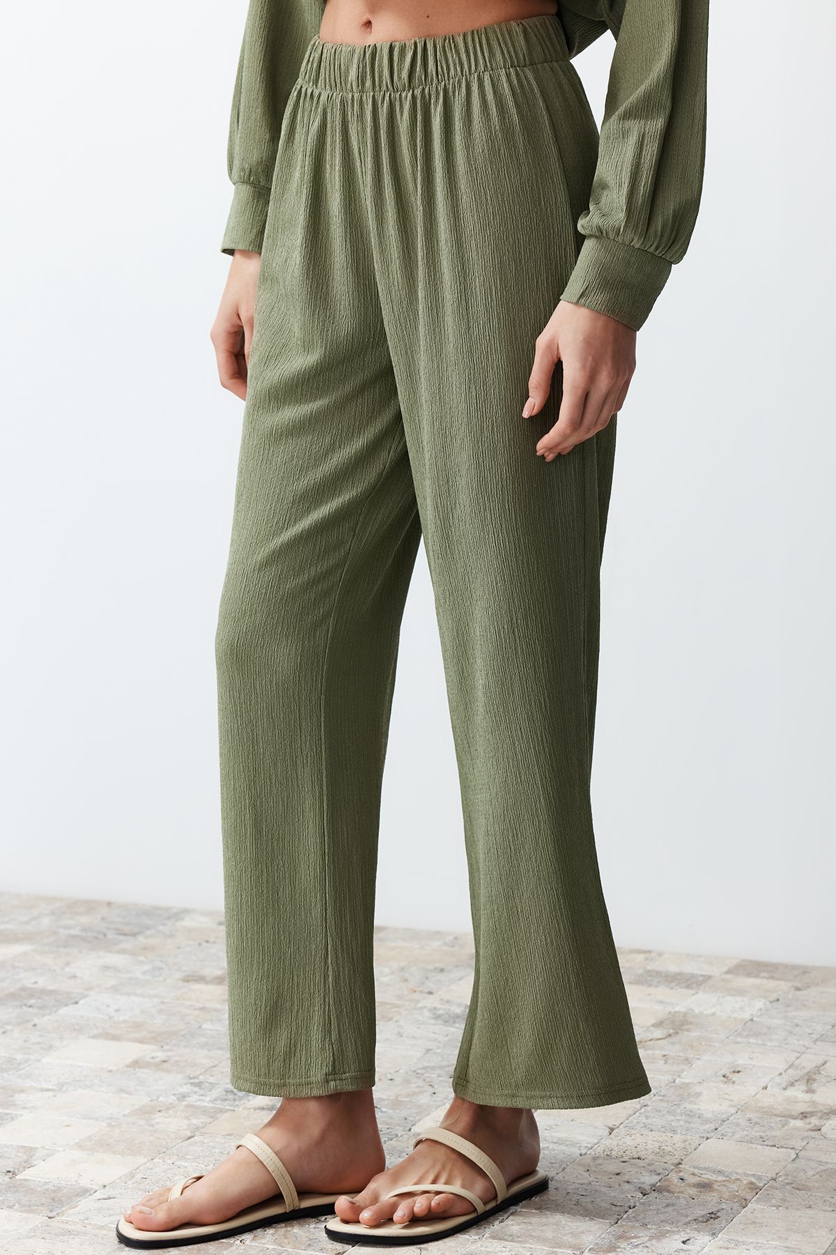 Trendyol Collection-Zelená sada tkané košile a kalhot - Twoss24Au00066 4