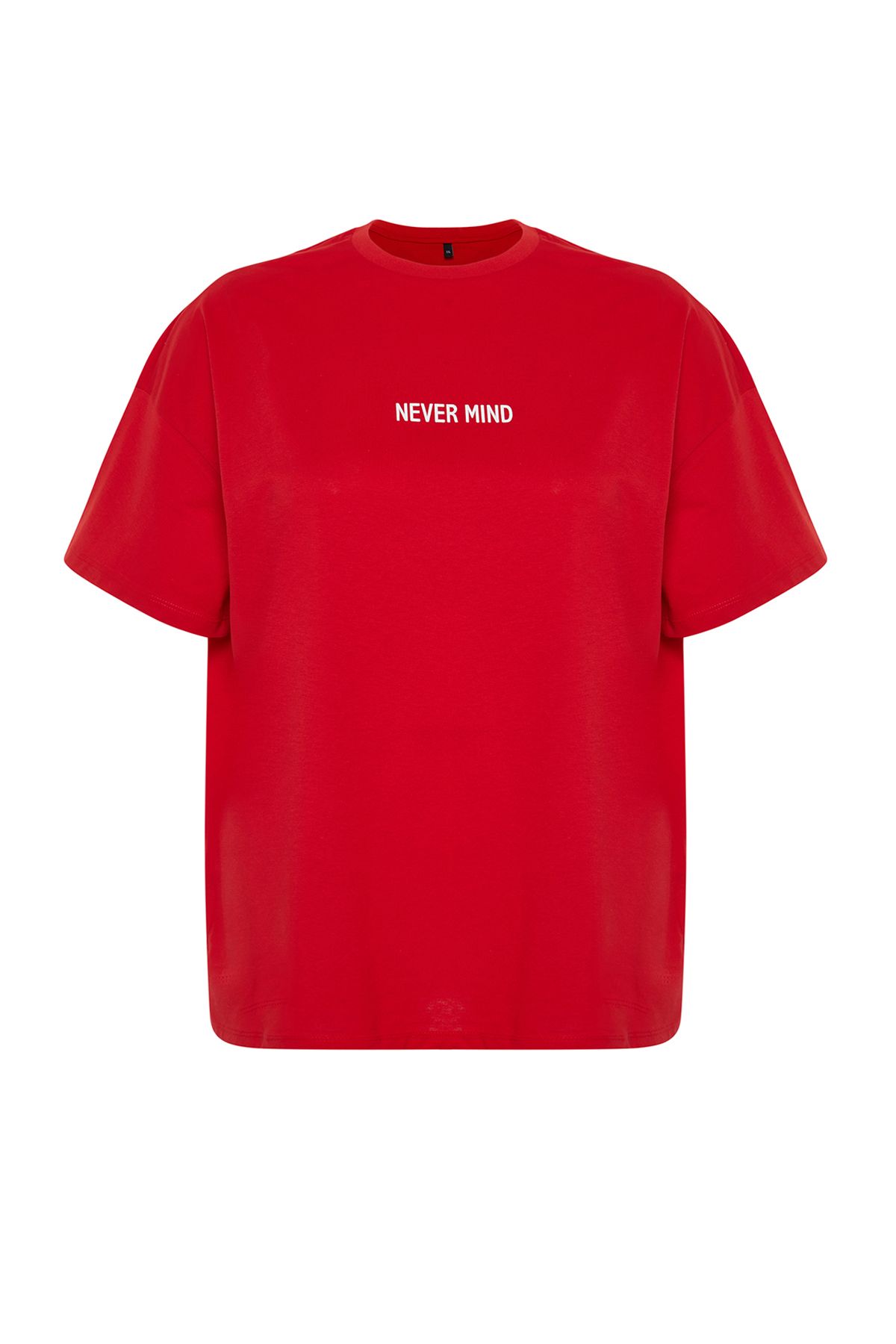 Trendyol Curve-Oversize Red Slogan Printed 100% bavlna Velké tričko - Tbbss24Bf00018 7