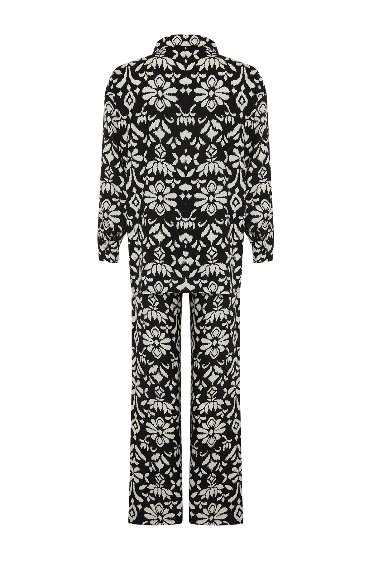 Trendyolmilla  Çok Renkli Etnik Desenli Viskon Kumaşlı Dokuma Gömlek-Pantolon Takım TWOSS24AU00025 - Görsel 8