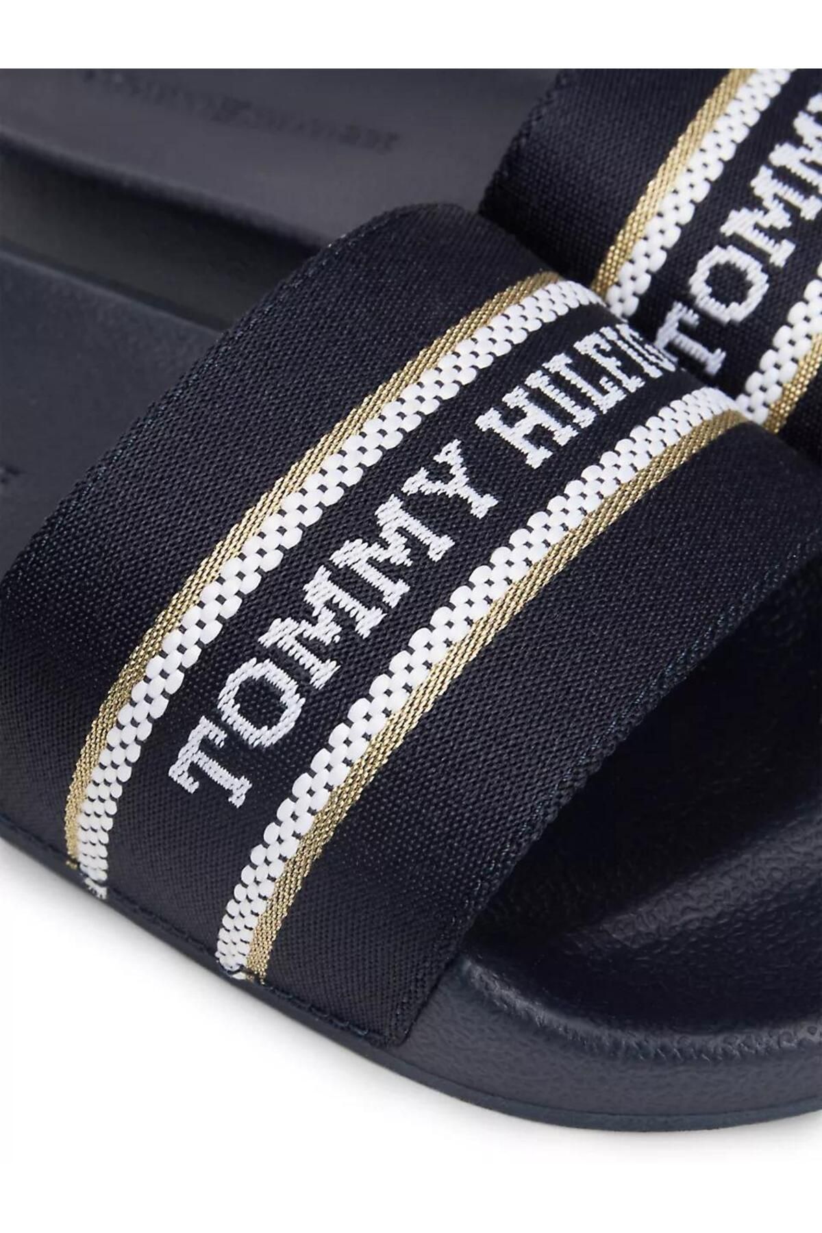 دمپایی آبی زنانه polslide hilfiger با توری Tommy Hilfiger