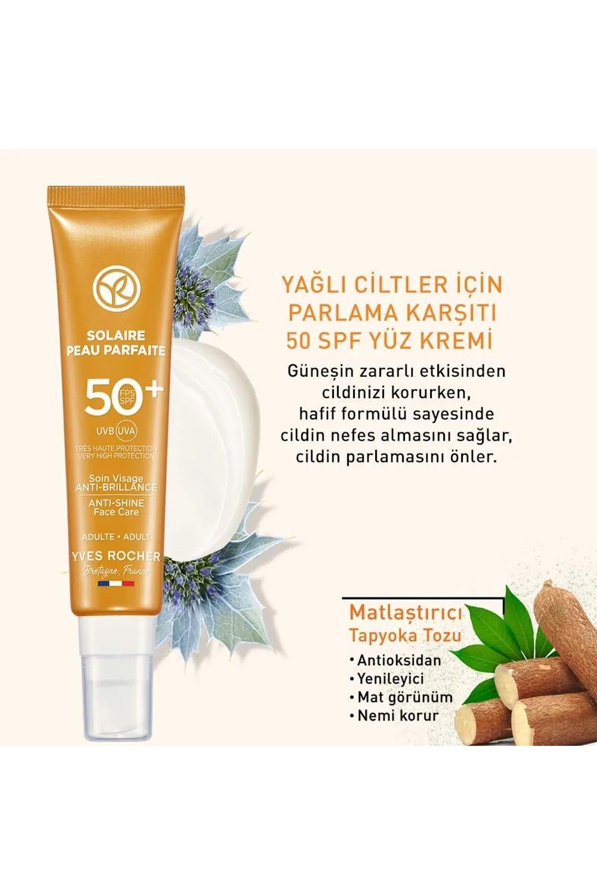 Yves Rocher-Solaire Peau Parfaite 40ml - UVA/UVB Oily, Anti-Shine SPF50+, Protected Face Sun Cream 5