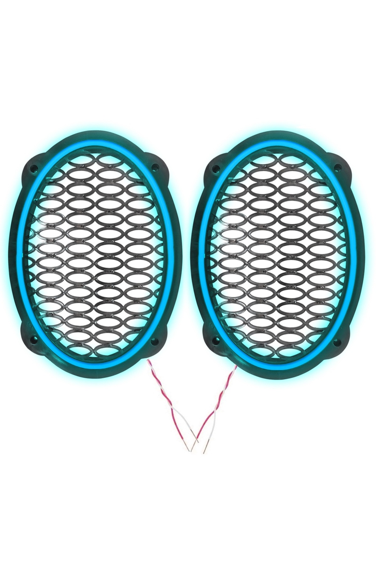 Poke Ledli Hoparlör Kapak Oval 12v 2Adet Pk-5052, Buz Mavi