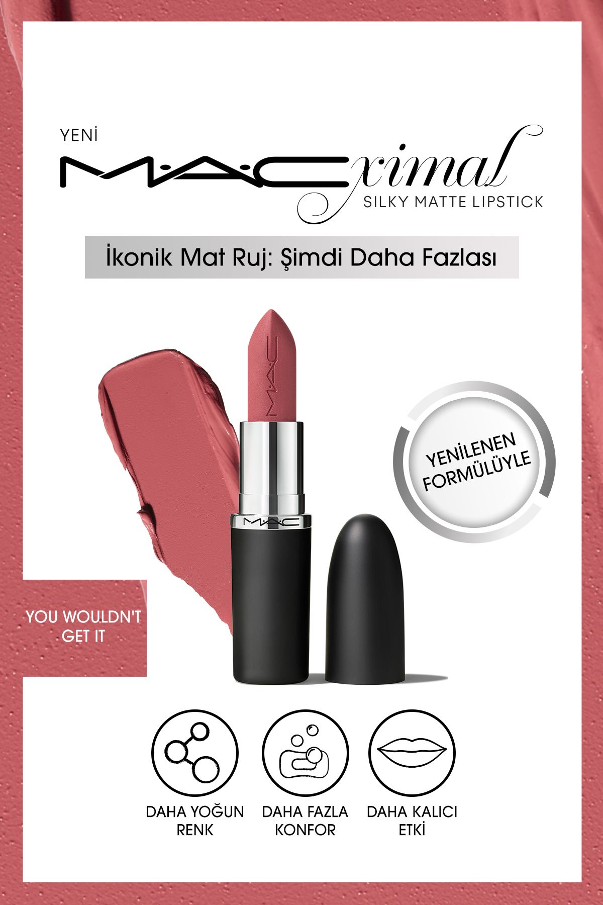 M.A.C-You Wouldn't Get It - M·A·CXIMAL Silky Matte Lipstick Moisturizing Lipstick 3.5 G 1