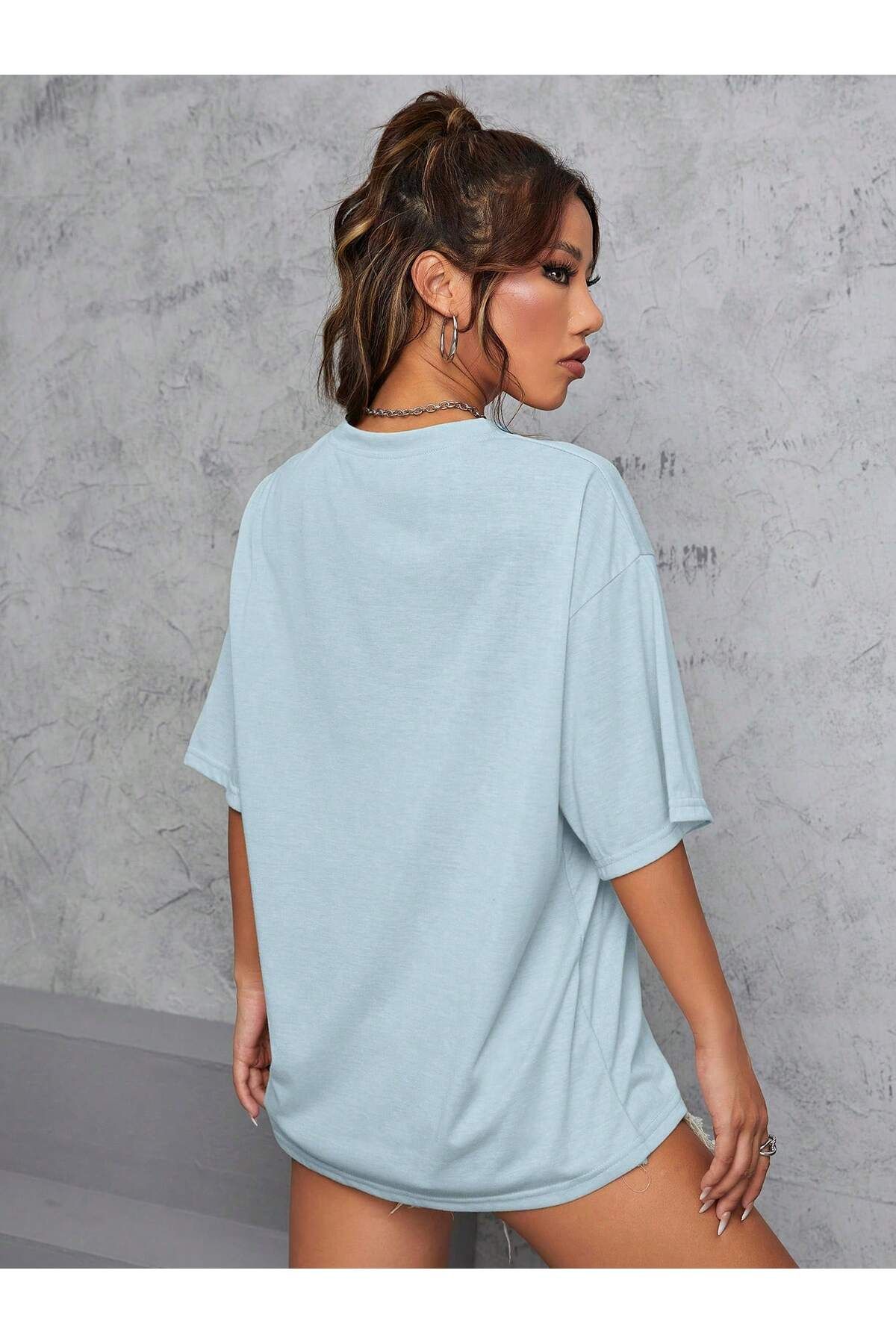 Yasolin-Unisex Women/Men's NEW YORK Special Printed Colorful Oversize Combed Cotton T-Shirt 2
