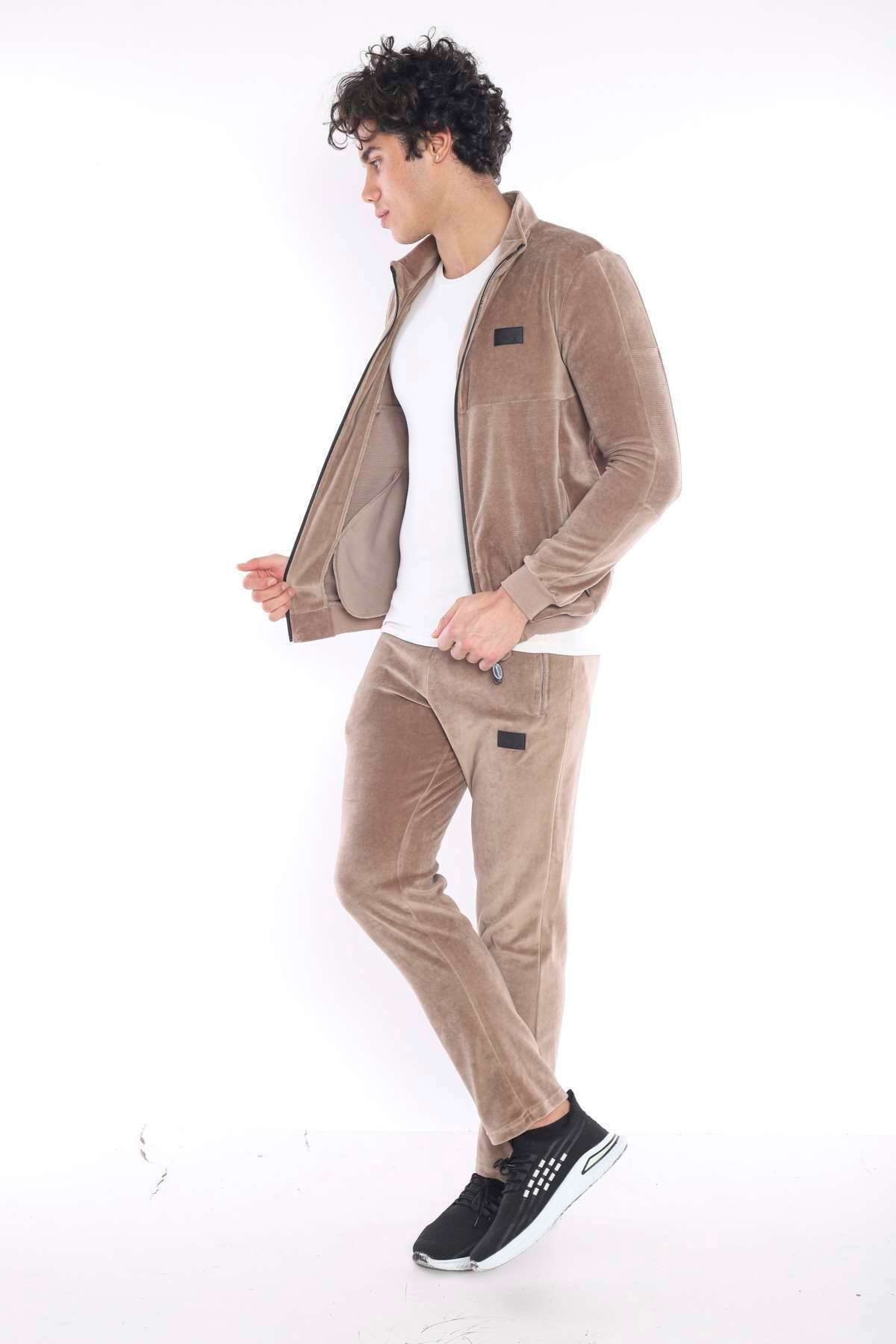 ست گرمکن ورزشی مردانه MINK SLIMFIT 4 POCKET VELVET SEASON TRACKSUIT TEAM 6637 Escetic