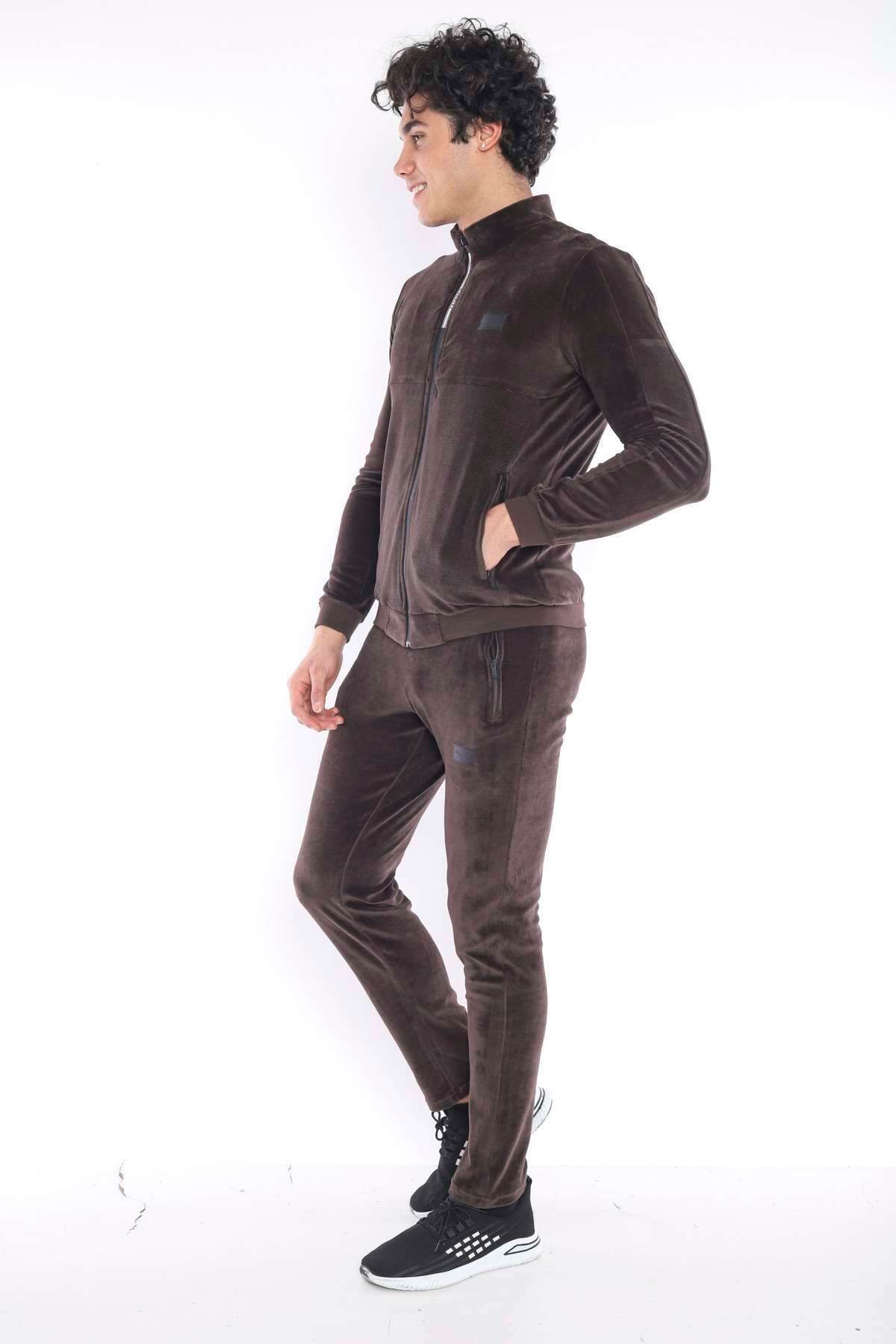ست گرمکن ورزشی مردانه SLIMFIT 4 POCKET VELVET SEASON TRACKSUIT TEAM 6637 Escetic
