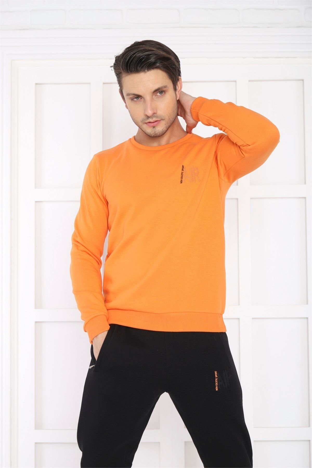 ست گرمکن ورزشی مردانه نارنجی 3 من؟ توطئه تنفسی SLIMFIT SERVICE 3078 Escetic