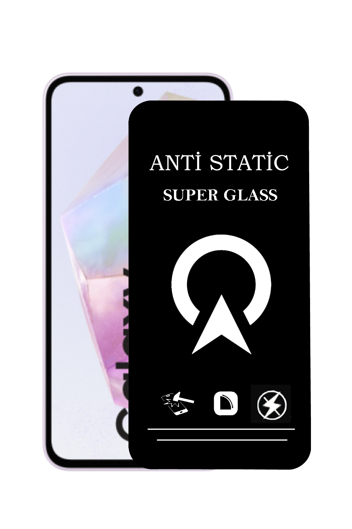 Samsung Galaxy A35 ile Uyumlu Tam Kaplayan Anti Statik Çizilmez Safir Ekran Koruyucu Cam