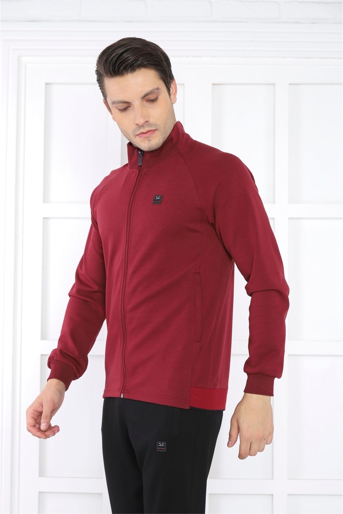 ست گرمکن ورزشی مردانه گردنبند ORTAK BORDEAUX 4 فصل تنفس پنبه ورزش SLIMFIT تیم خدمات 6767 Escetic