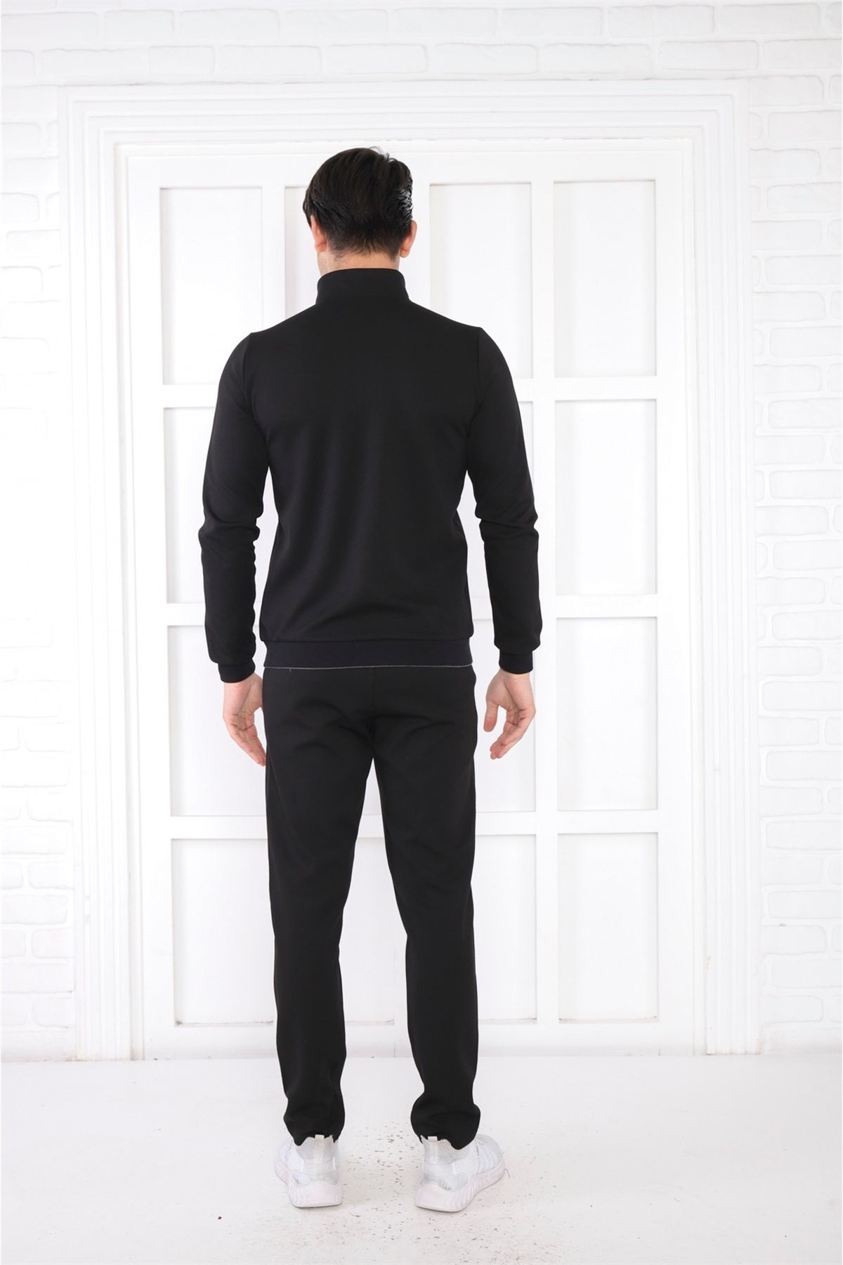 ست گرمکن ورزشی مردانه یقه عمودی سیاه پوست 4 فصل تنفس پنبه ورزش SLIMFIT TEAM 6793 Escetic