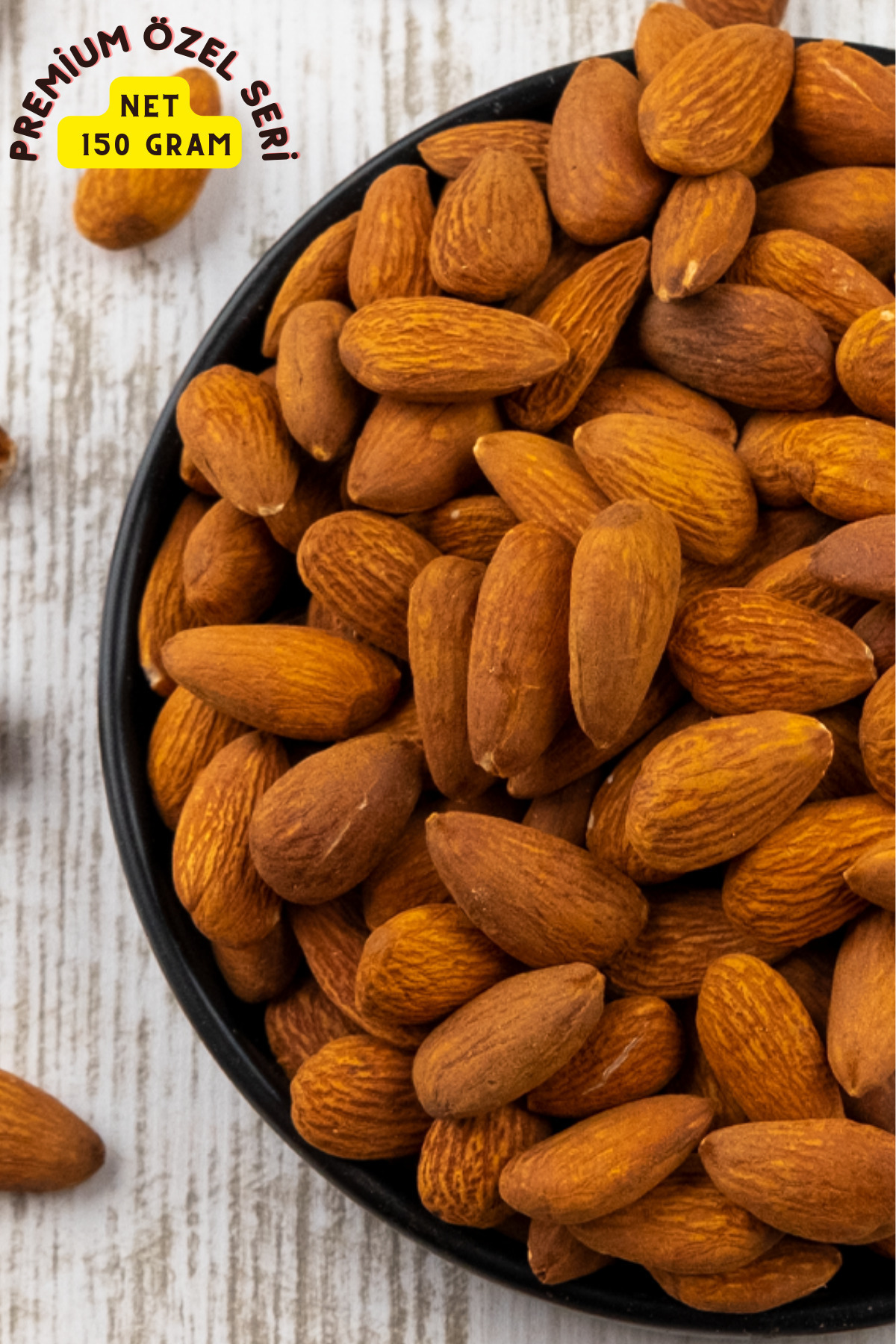 KAJUNUTS Premium Gurme Serisi Duble Iri Boy Datça Bademi Kavrulmuş Yerli Sağlıklı Çerez Badem Net 150 gr