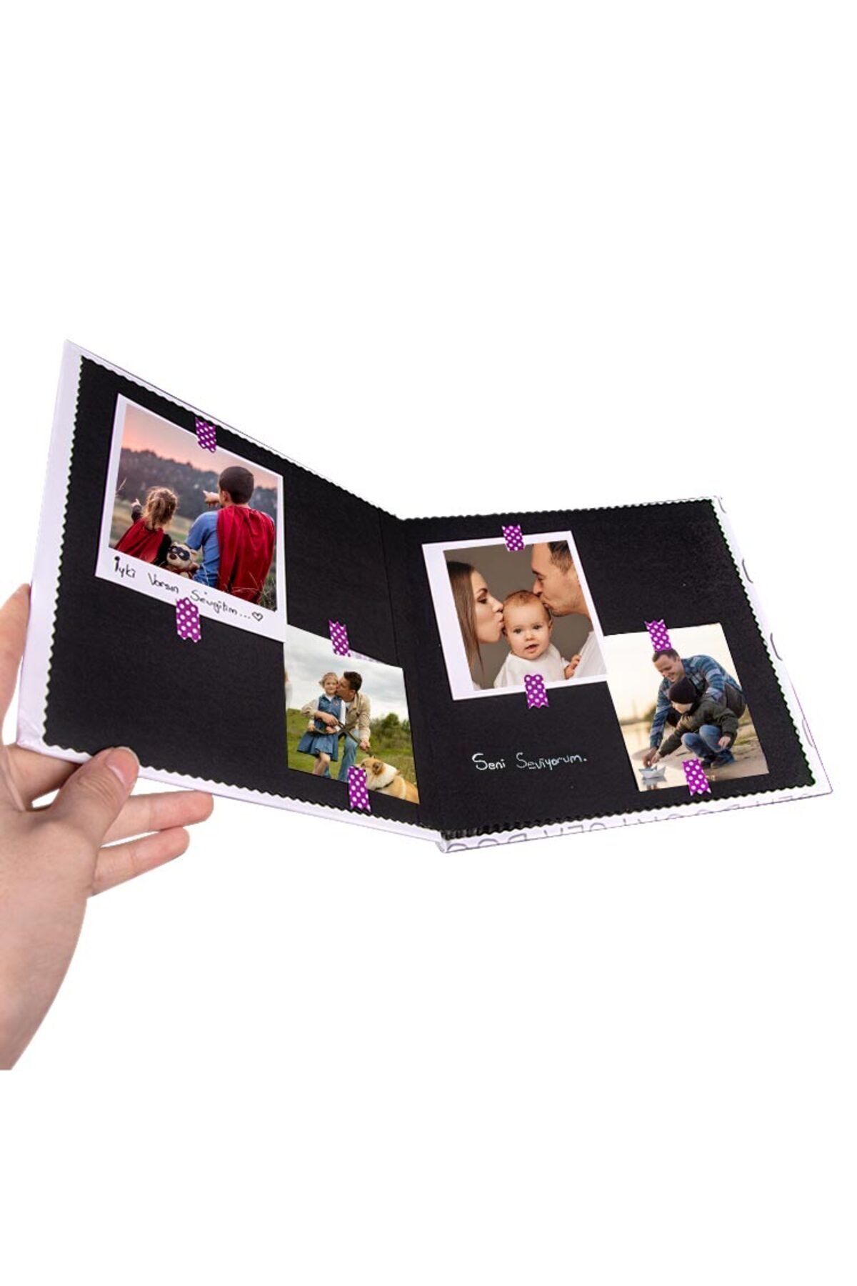 POLABOOK-White Self Design Memory Book and Photo Album with White Pen and Chain Clock Figure 5