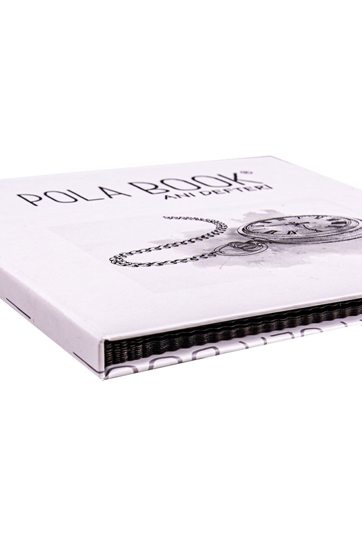 POLABOOK-White Self Design Memory Book and Photo Album with White Pen and Chain Clock Figure 4