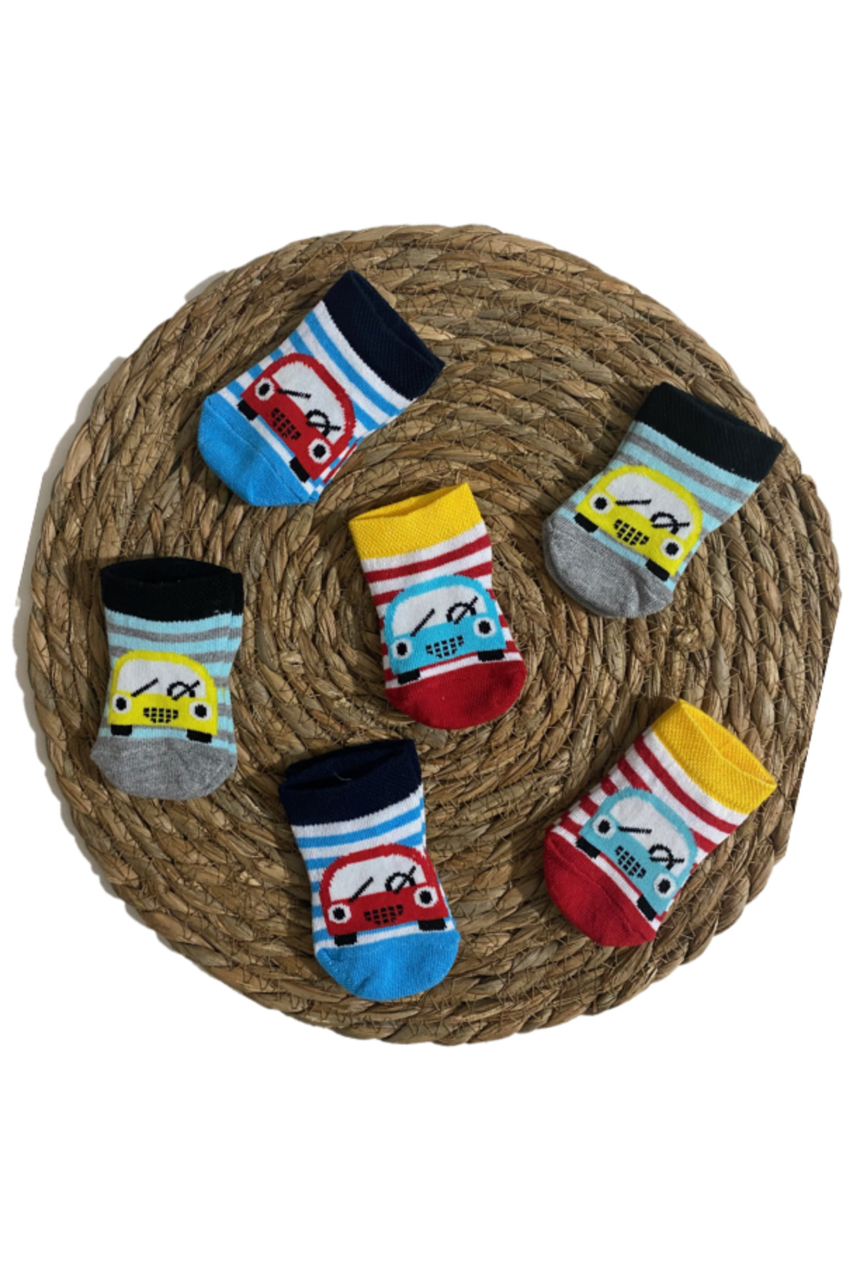 Hobins Sportswear & Company Erkek Bebek Yenidoğan Araba Desenli Hediyelik Çorap Seti 0-6 Ay fotoğrafı 2 (önizleme)