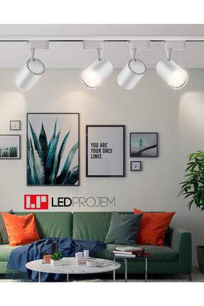 LED PROJEM Beyaz Kasa Ve Günışığı 4 Adet 360 Derece Dönen Led Ray Spot Lamba ...
