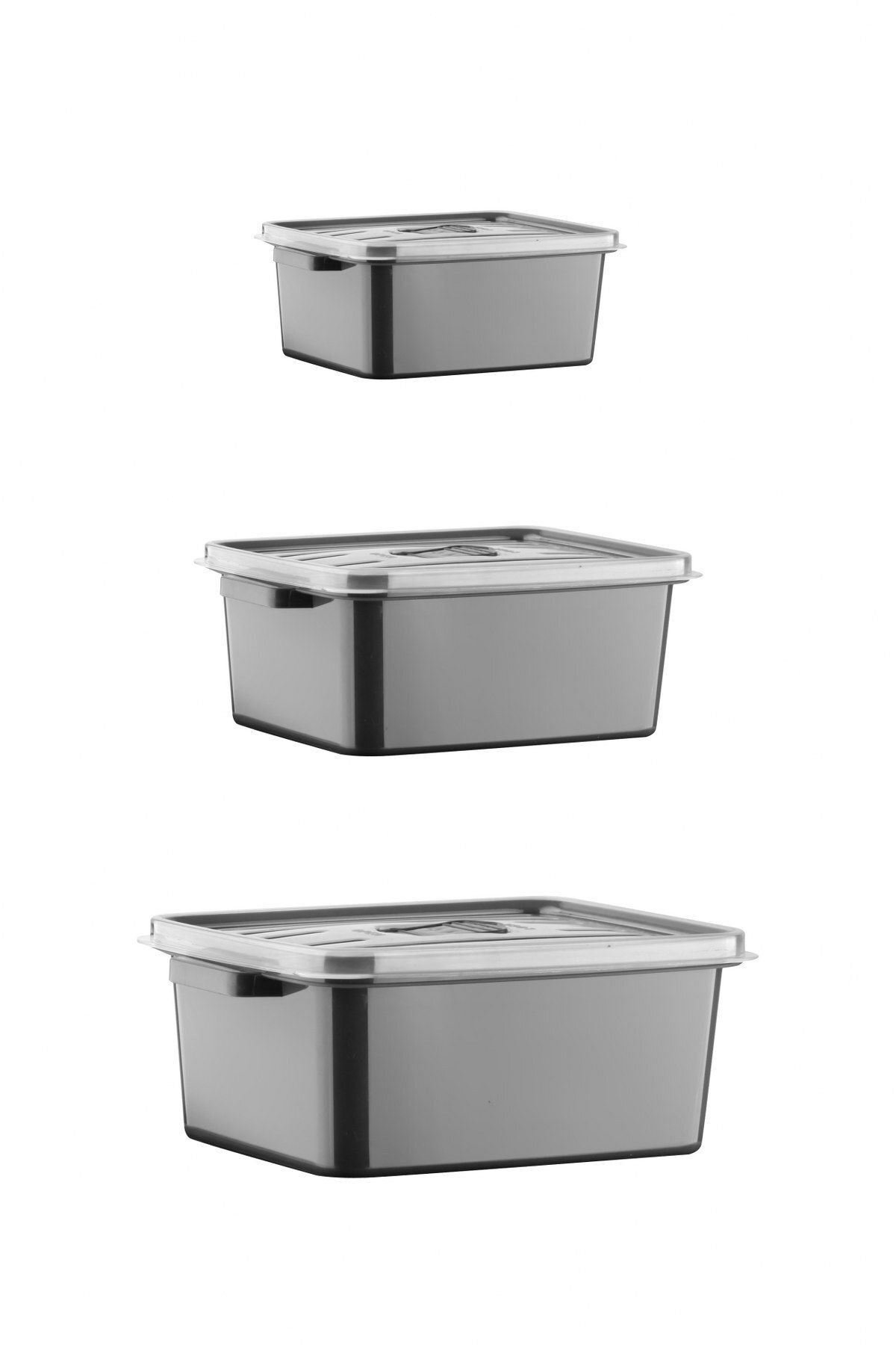 Nandy Home-24' Rectangular Anthracite Storage Container Set, Microwave and Freezer Safe 4