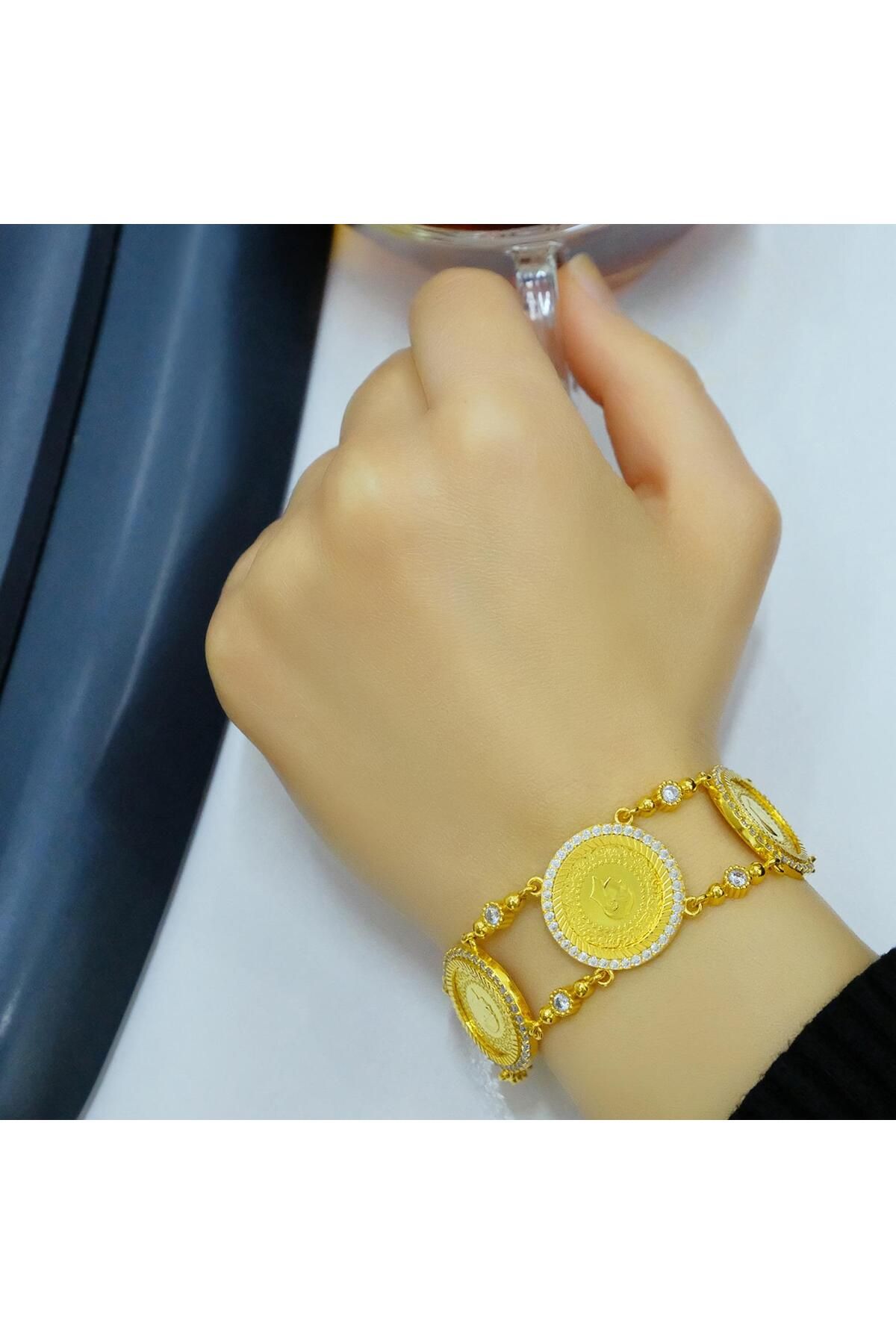 aytekgold 22  ayar üçlü çerekli doç bileklik