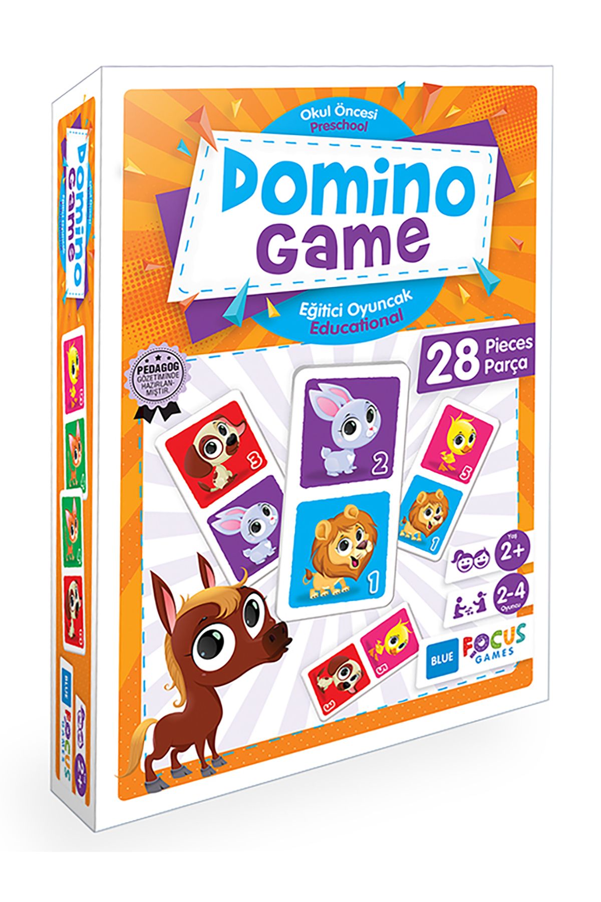 Blue Focus Games Focus Games Domino Game Puzzle 28 Parça Renkli R1K57BF11623N1