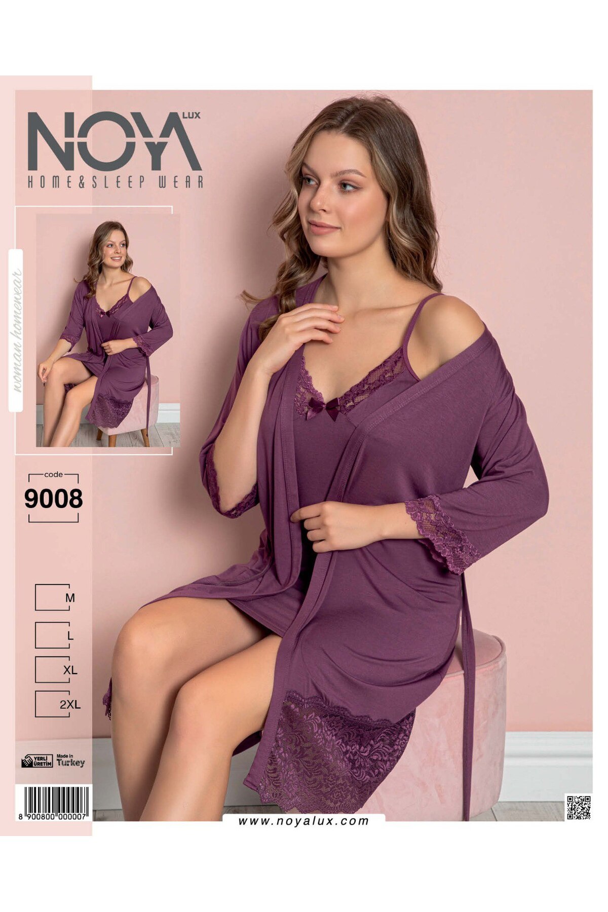 noyalux Kadın İp Askılı Dantelli Gecelik 2 ParçaTakımı