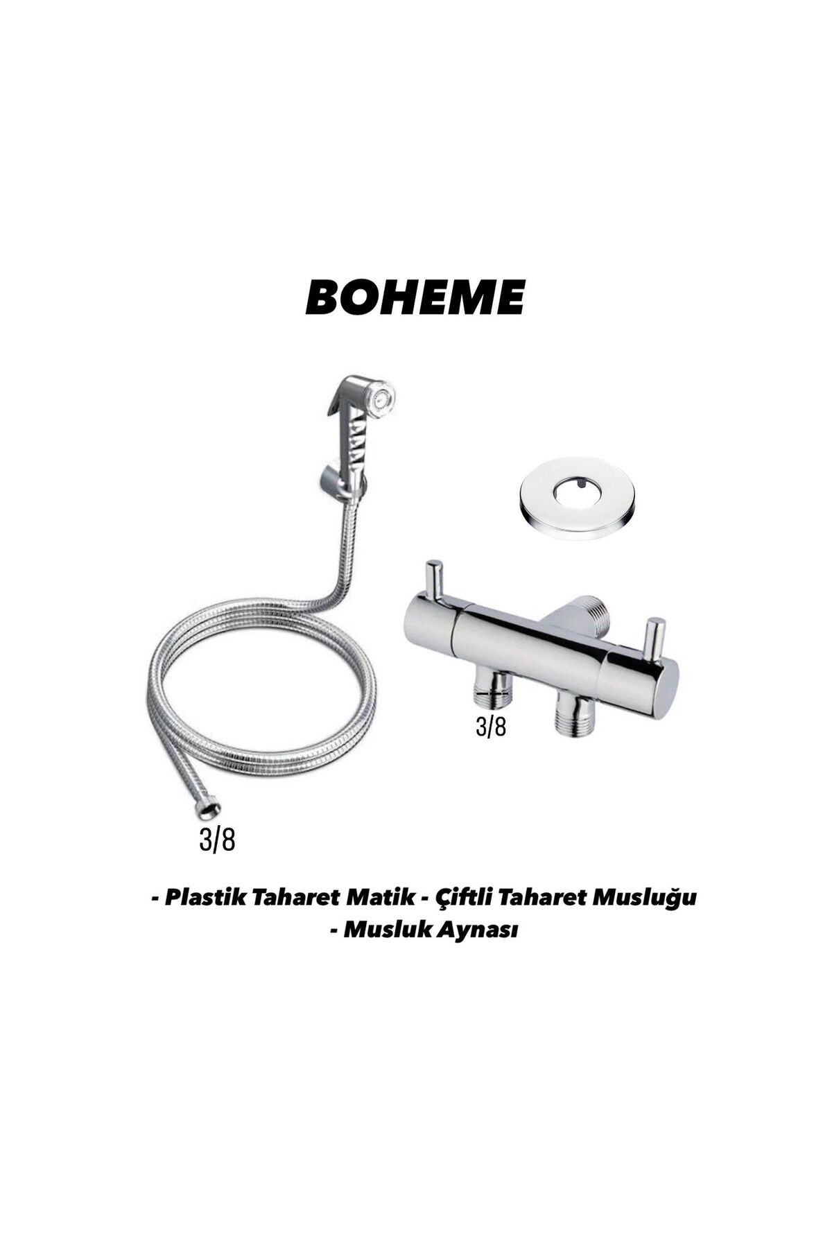 Boheme Taharat Matik ve Çiftli Paslanmaz Taharet Musluğu Seti