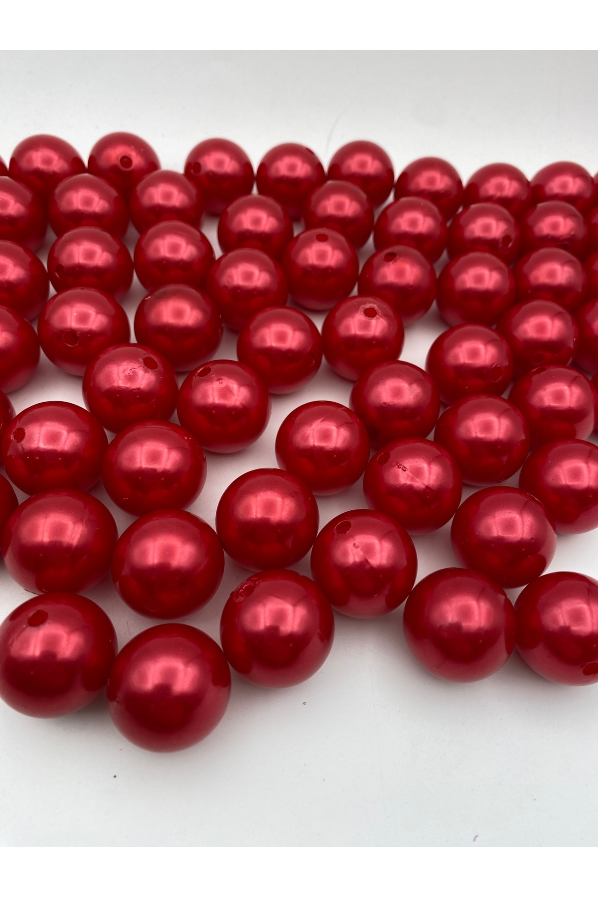 Hedef Bijuteri 24mm Kırmızı Renk Plastik Inci Boncuk, Çanta Ve Takı Yapım Boncuğu (100 Gr,~14 Adet)