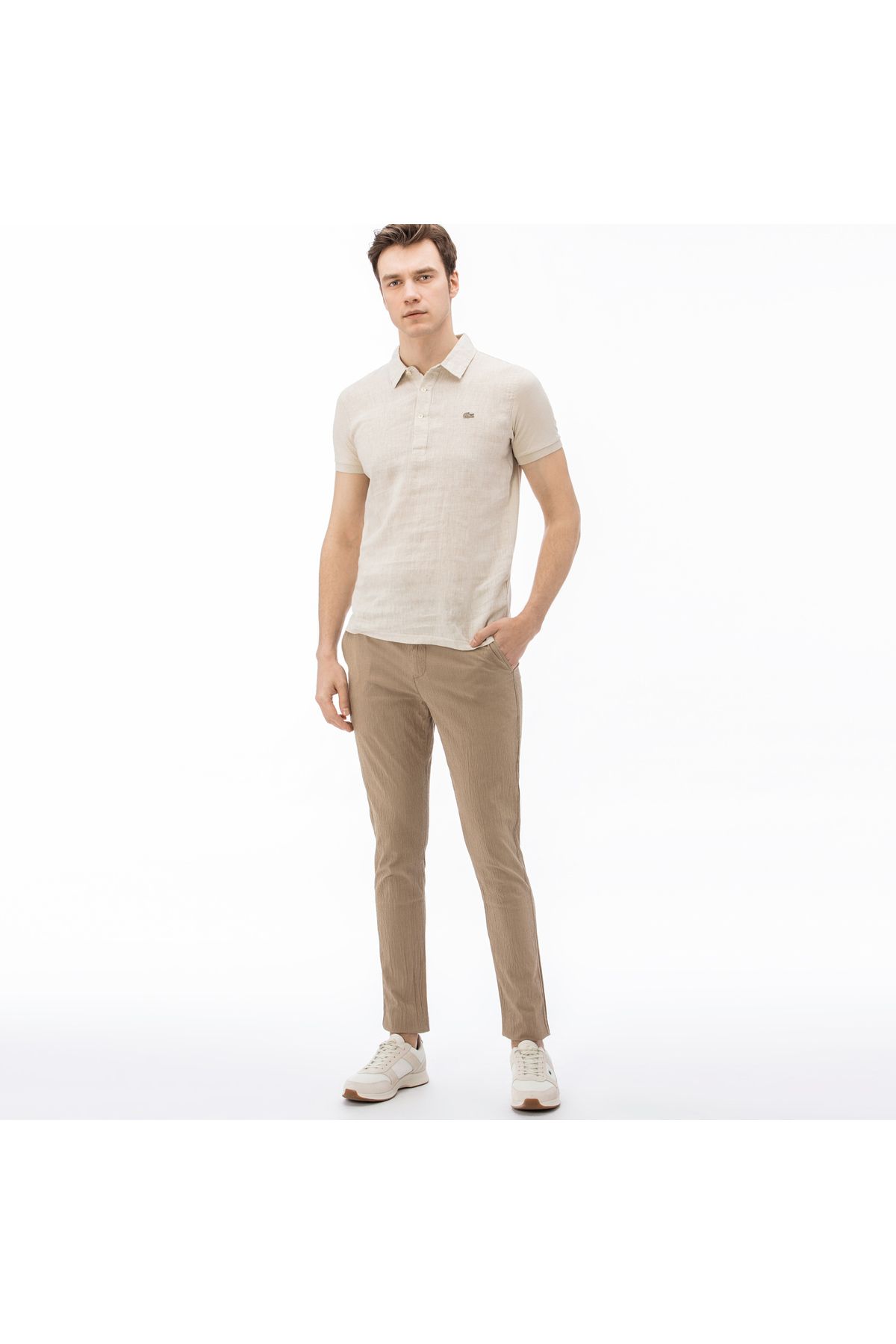 شلوار چند رنگ مردانه ویفر قهوه ای باریک Lacoste