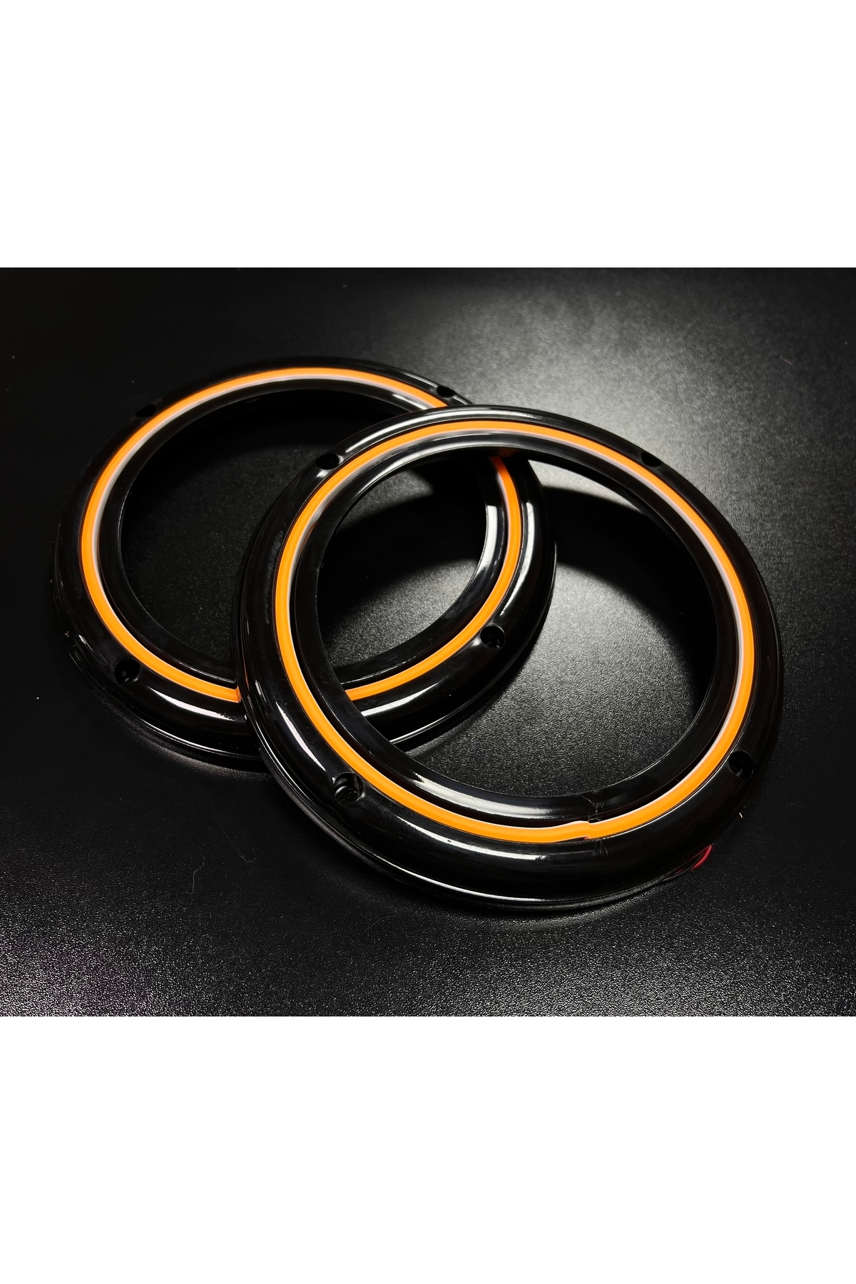 POZART AUDİO SYSTEMS Peteksiz Turuncu neon Işıklı 20cm Midrange ve Hoparlör Kapağı 1takım 2adet Hoparlörünüz Görünür