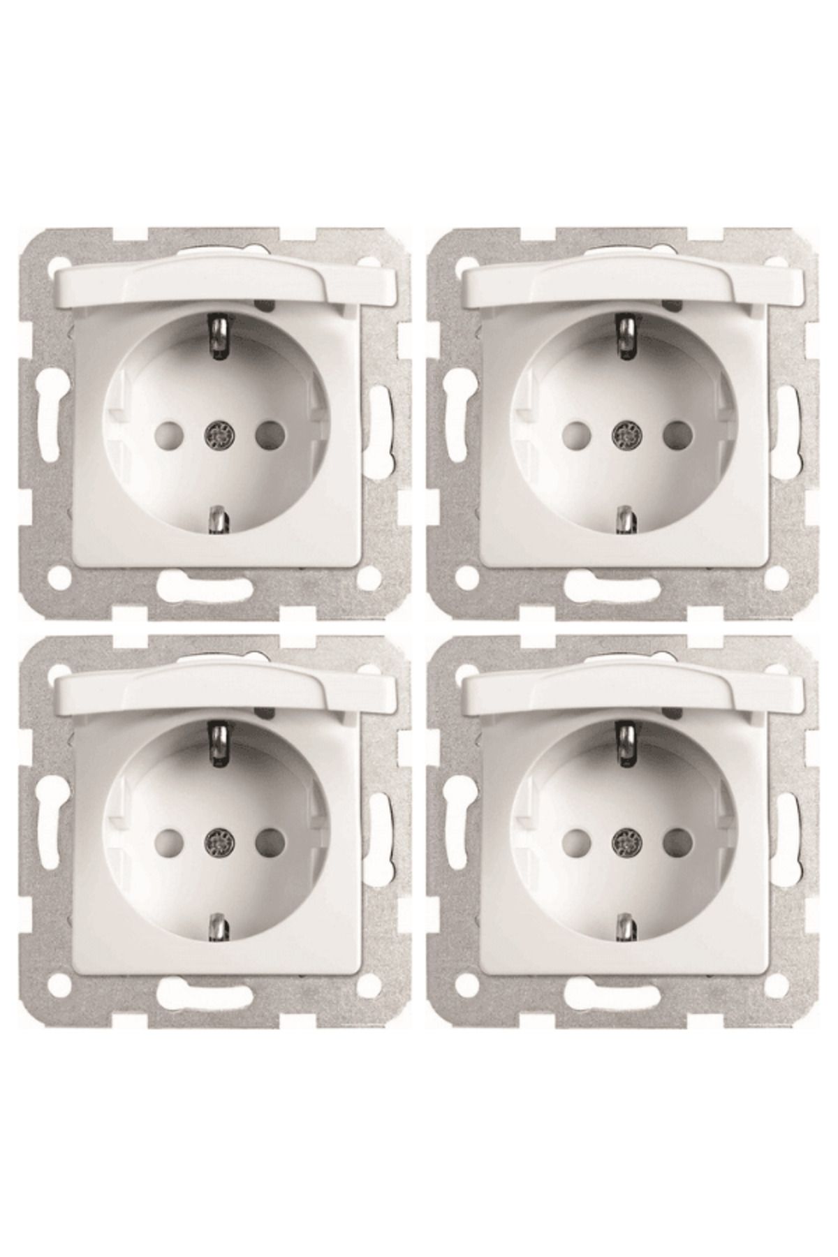 VİKO-Viko Linnera Grounded Child Protected Covered Socket White90440012 (Frame Included) (4 Pieces) 1