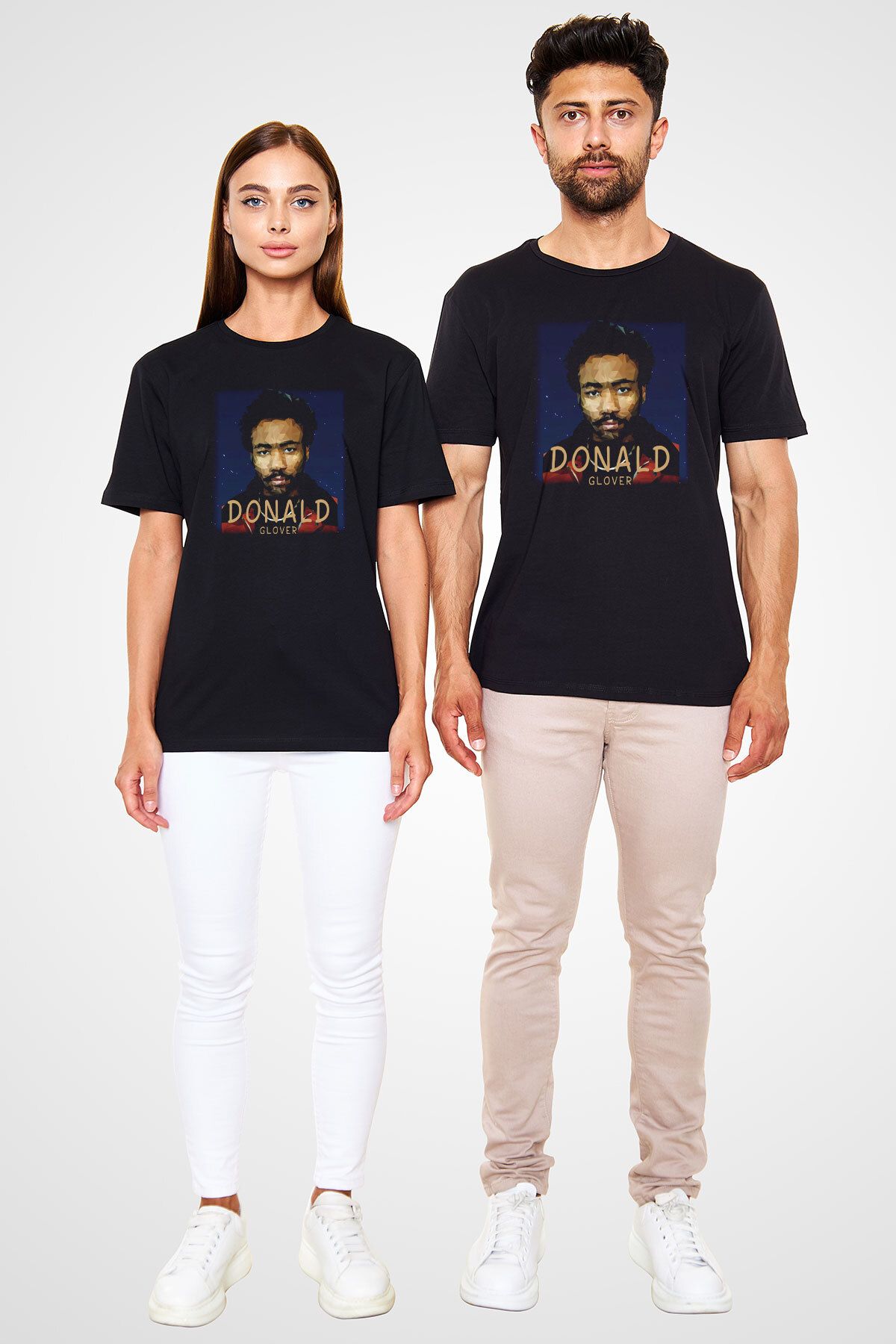 tf tişörtfabrikası-Donald Glover Unisex Black T-Shirt 4