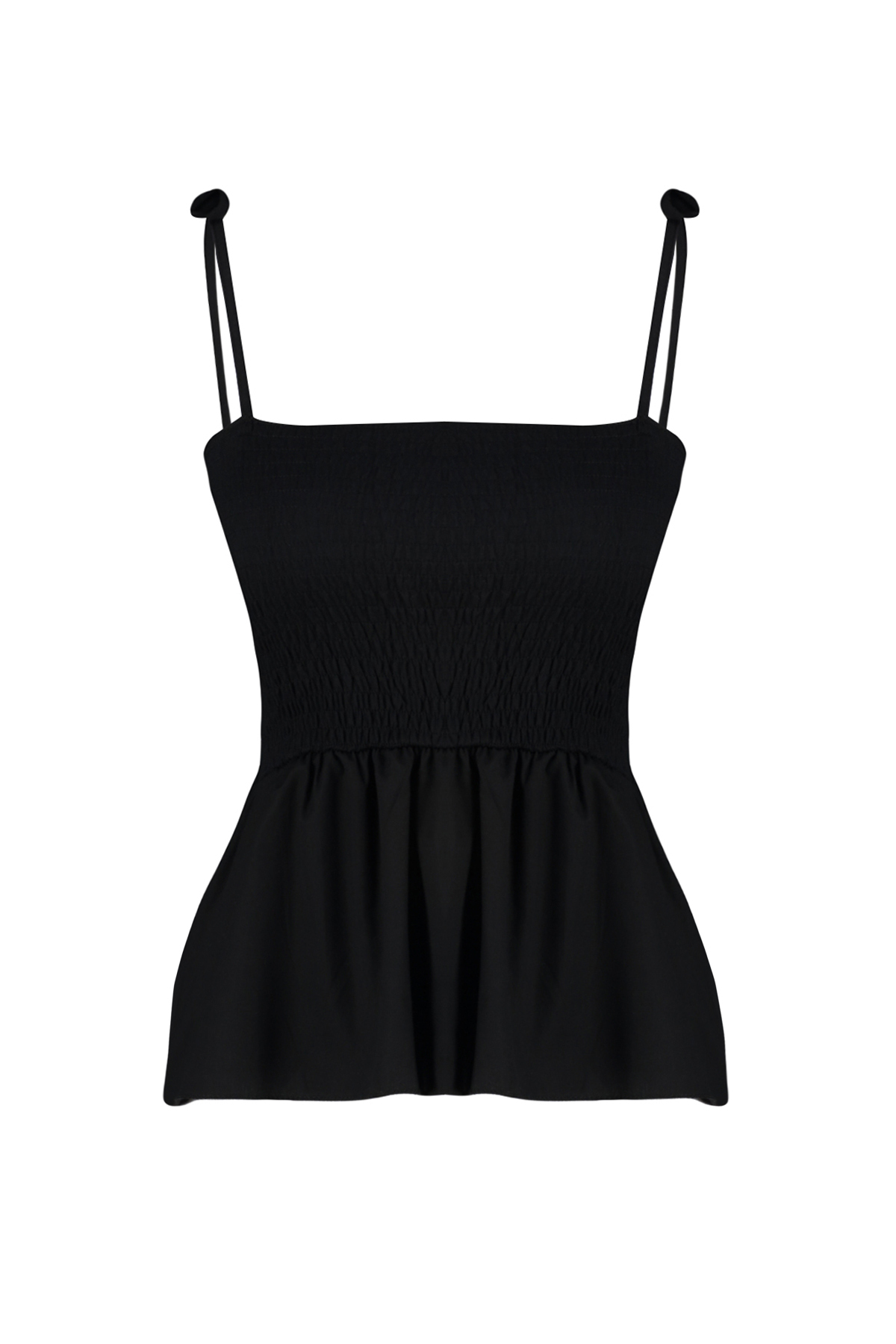 Trendyolmilla  Siyah Pamuklu Poplin Detaylı Fitted Askılı Gipeli Esnek Örme Bluz TWOSS24BZ00393 - Görsel 8