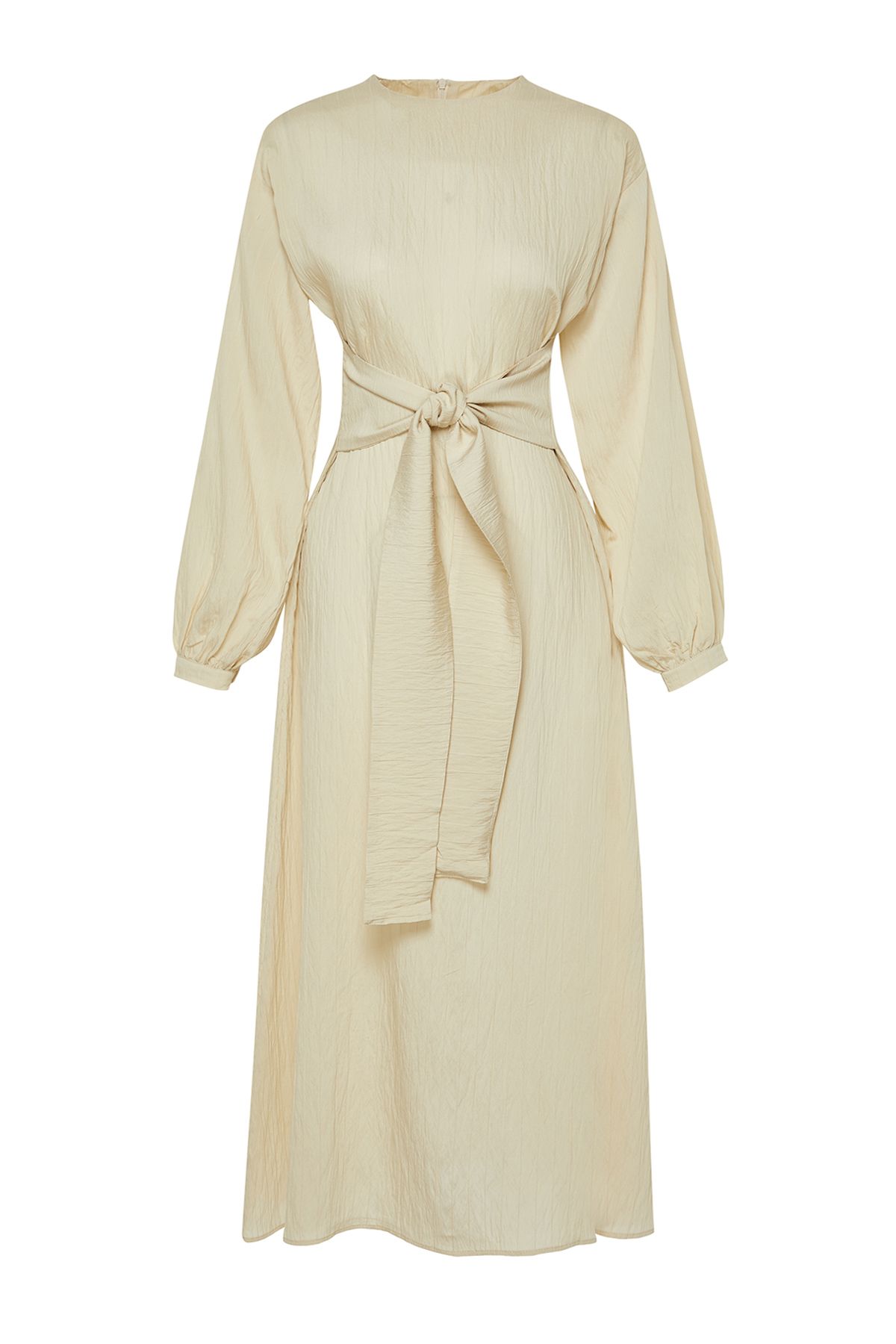 Trendyol Modest-Beiges, vorne gebundenes, gewebtes Kleid TCTSS24EB00131 7